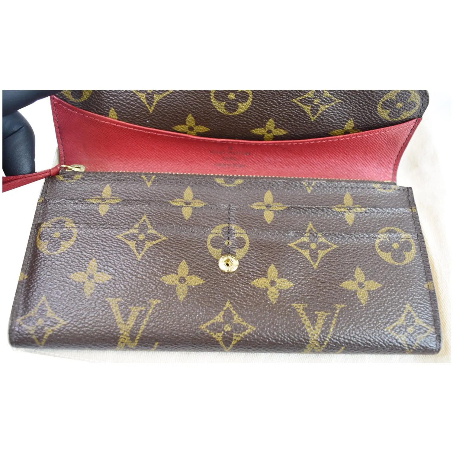 LOUIS VUITTON Emilie Monogram Canvas Wallet Brown