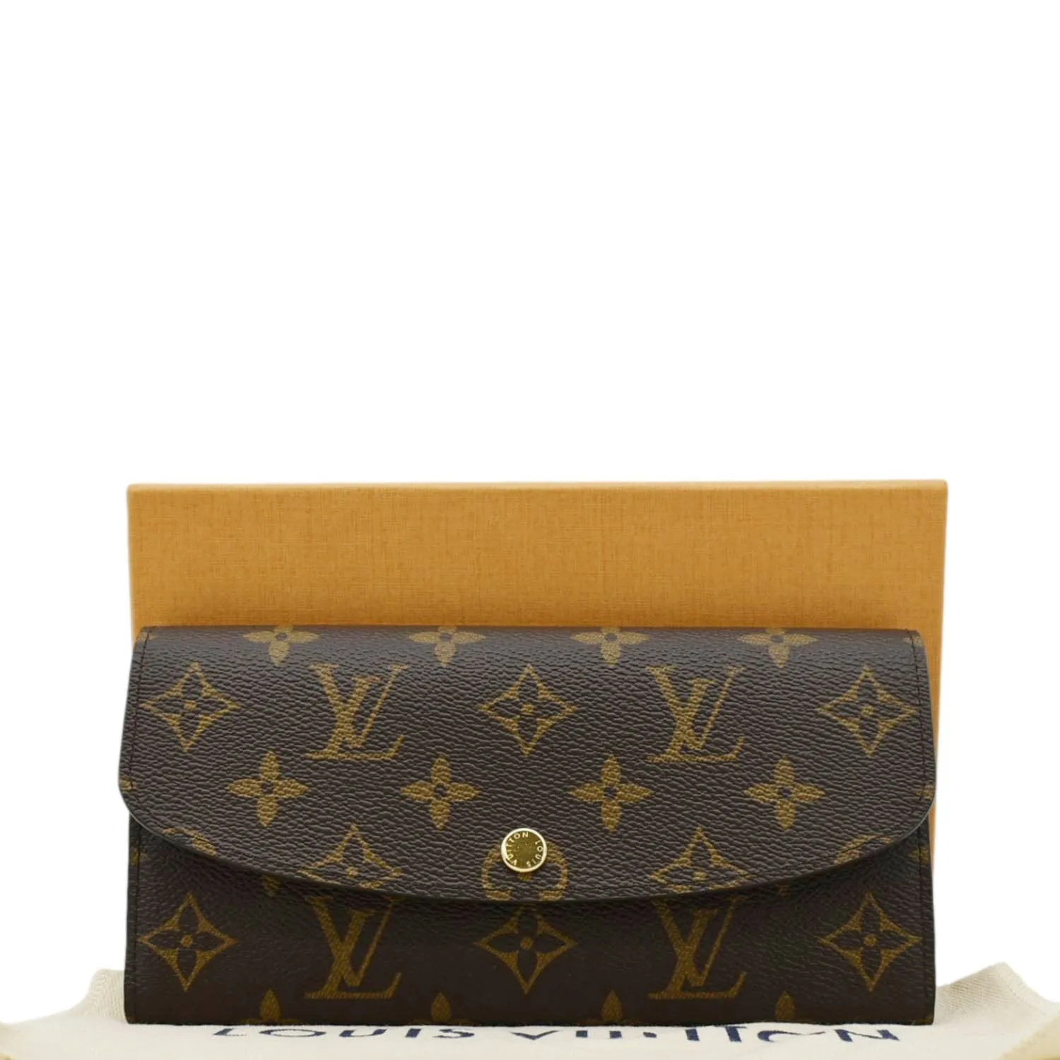LOUIS VUITTON Emilie Monogram Canvas Wallet Brown