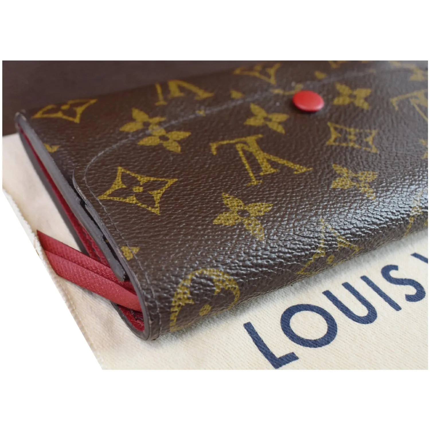 LOUIS VUITTON Emilie Monogram Canvas Wallet Brown