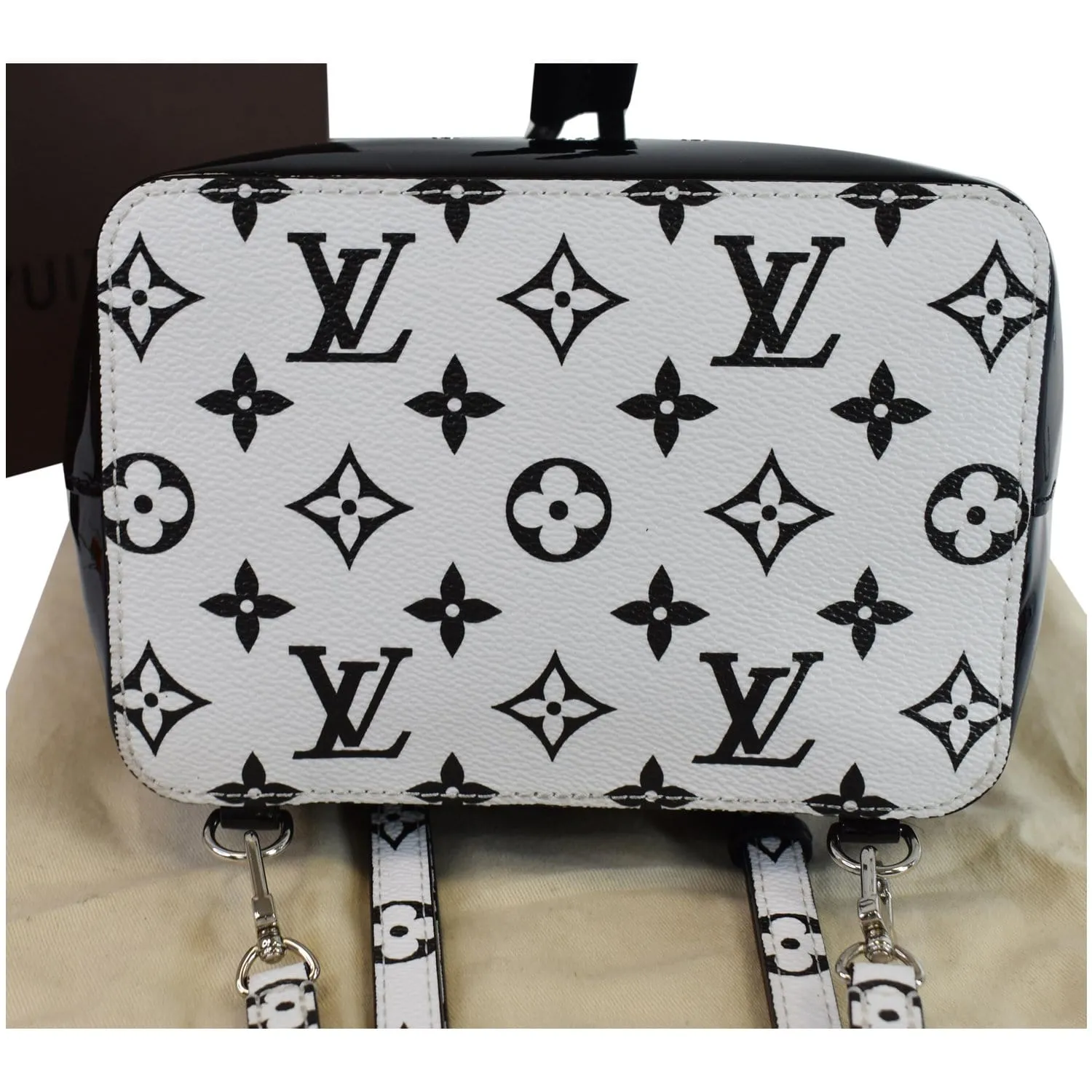 LOUIS VUITTON Hot Springs Monogram Vernis Leather Backpack Black/White