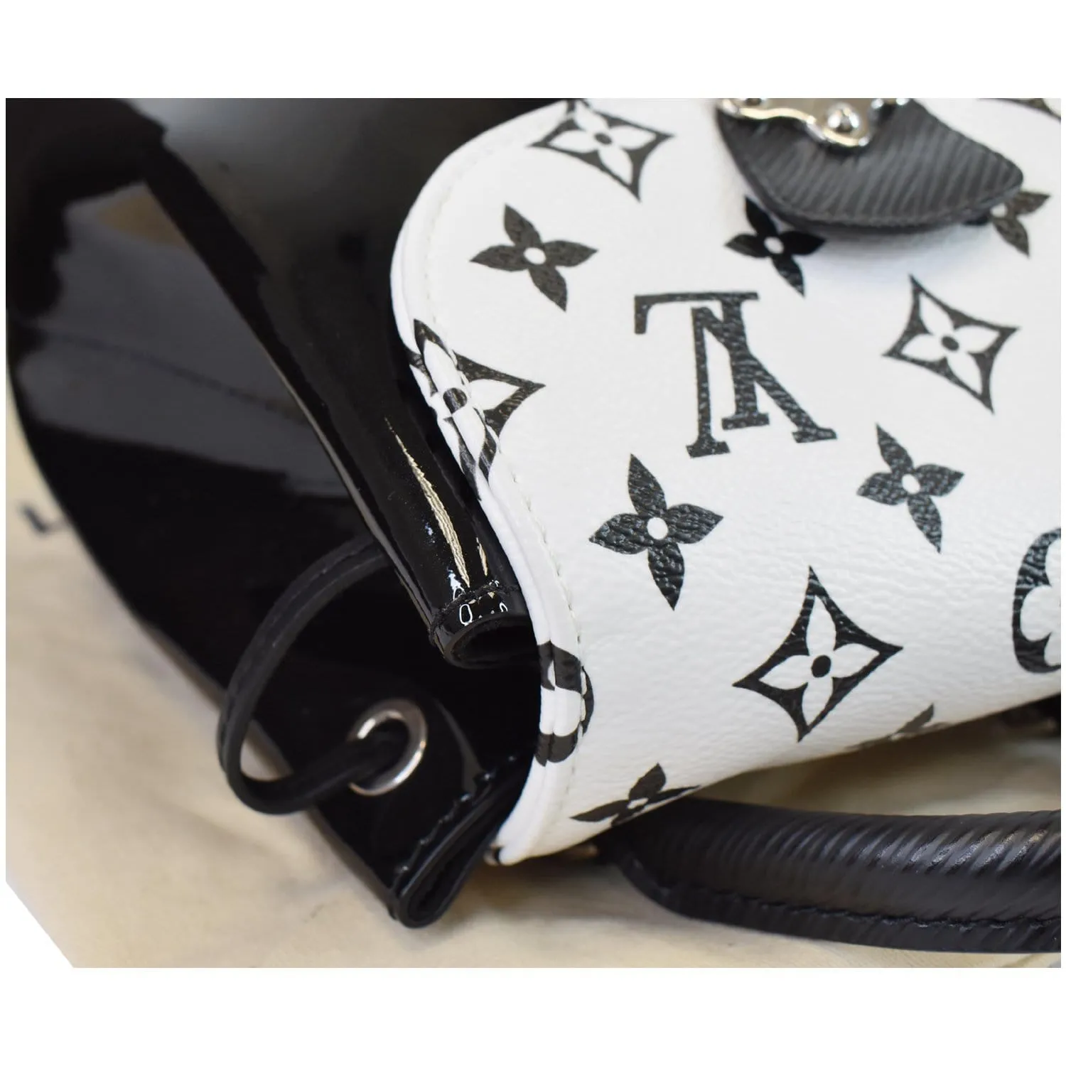 LOUIS VUITTON Hot Springs Monogram Vernis Leather Backpack Black/White