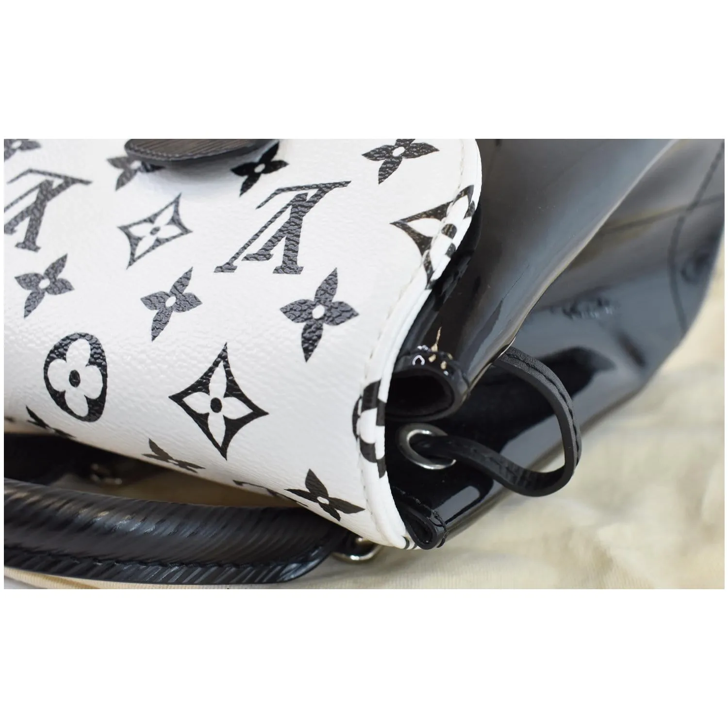 LOUIS VUITTON Hot Springs Monogram Vernis Leather Backpack Black/White