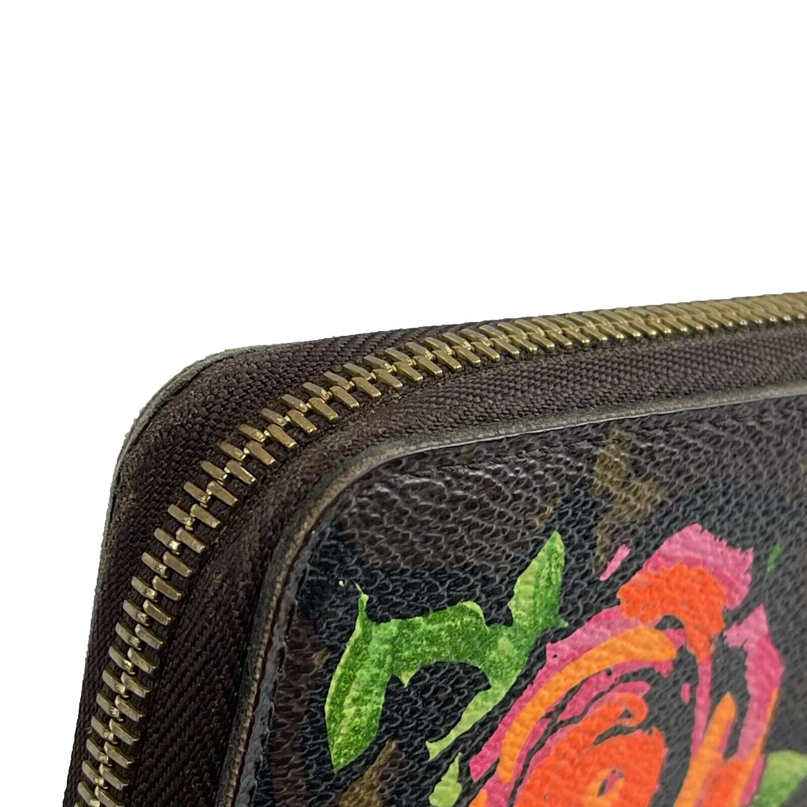 Louis Vuitton - LV Monogram Rose Steven Sprouse Zippy Brown Canvas Wallet