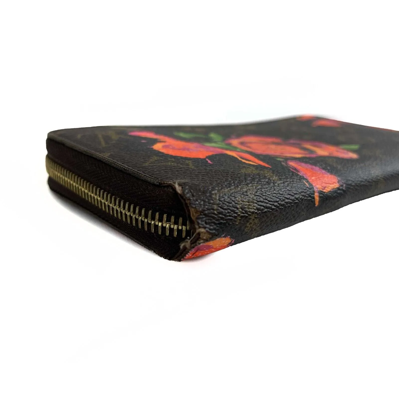 Louis Vuitton - LV Monogram Rose Steven Sprouse Zippy Brown Canvas Wallet