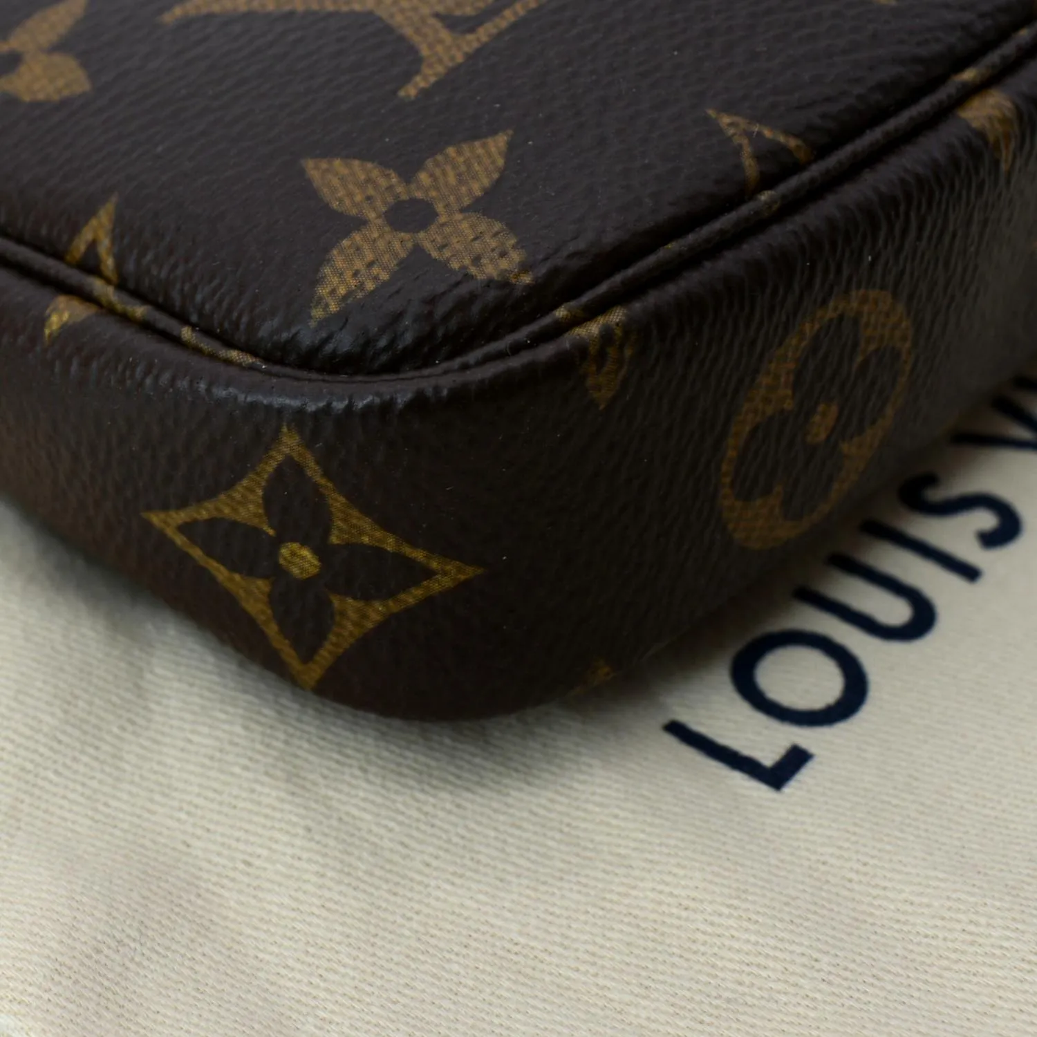 LOUIS VUITTON Mini Pochette Monogram Canvas Accessories Pouch Brown