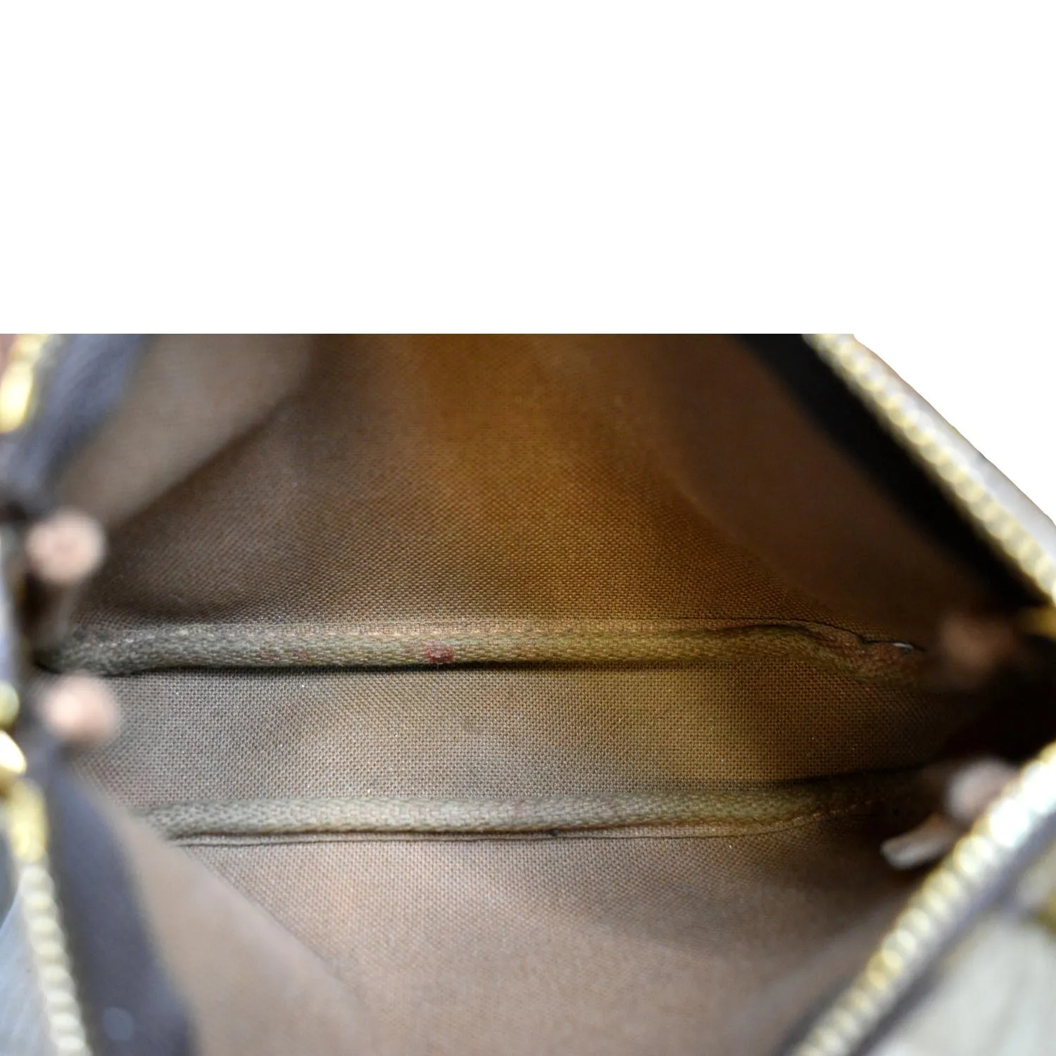 LOUIS VUITTON Mini Pochette Monogram Canvas Accessories Pouch Brown