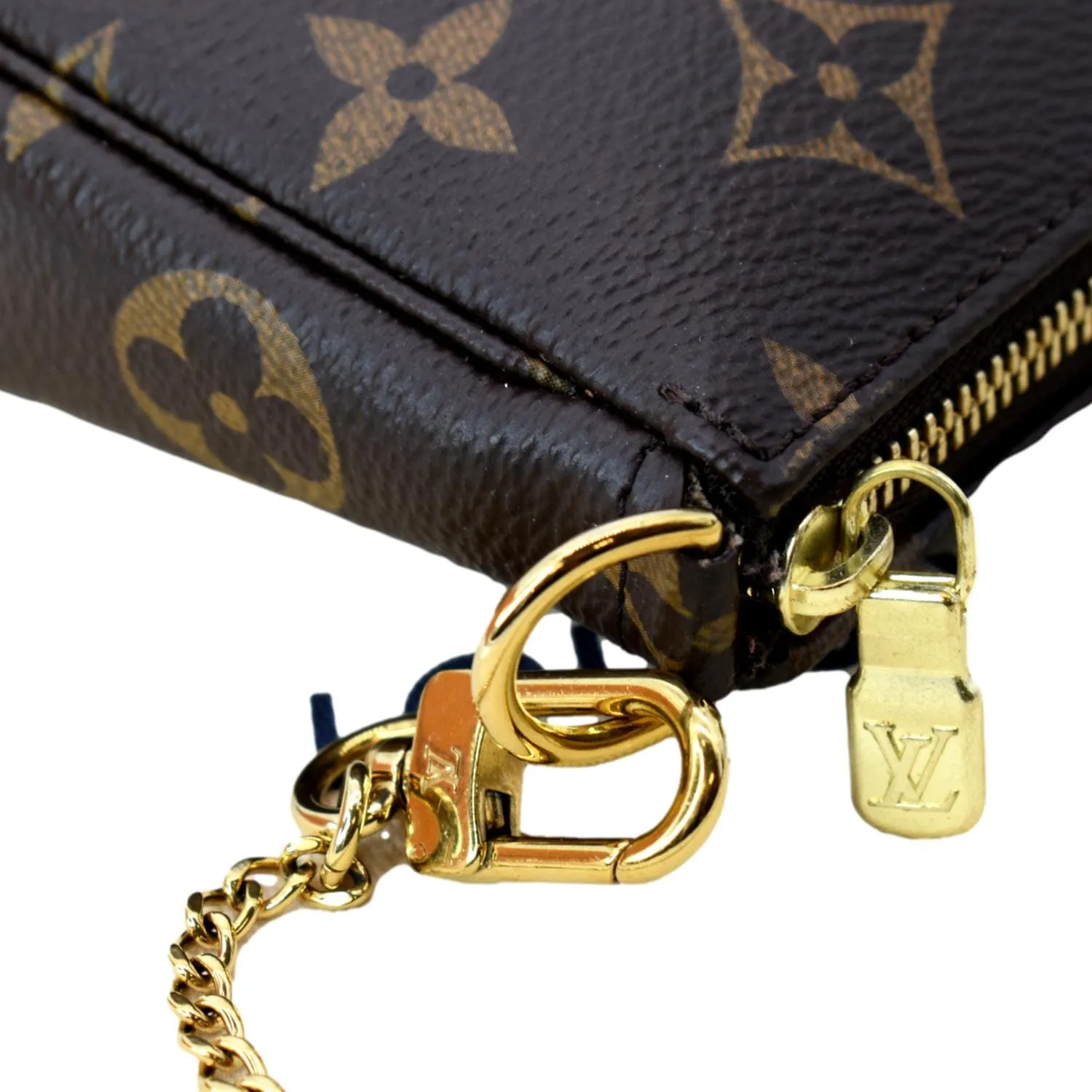 LOUIS VUITTON Mini Pochette Monogram Canvas Accessories Pouch Brown