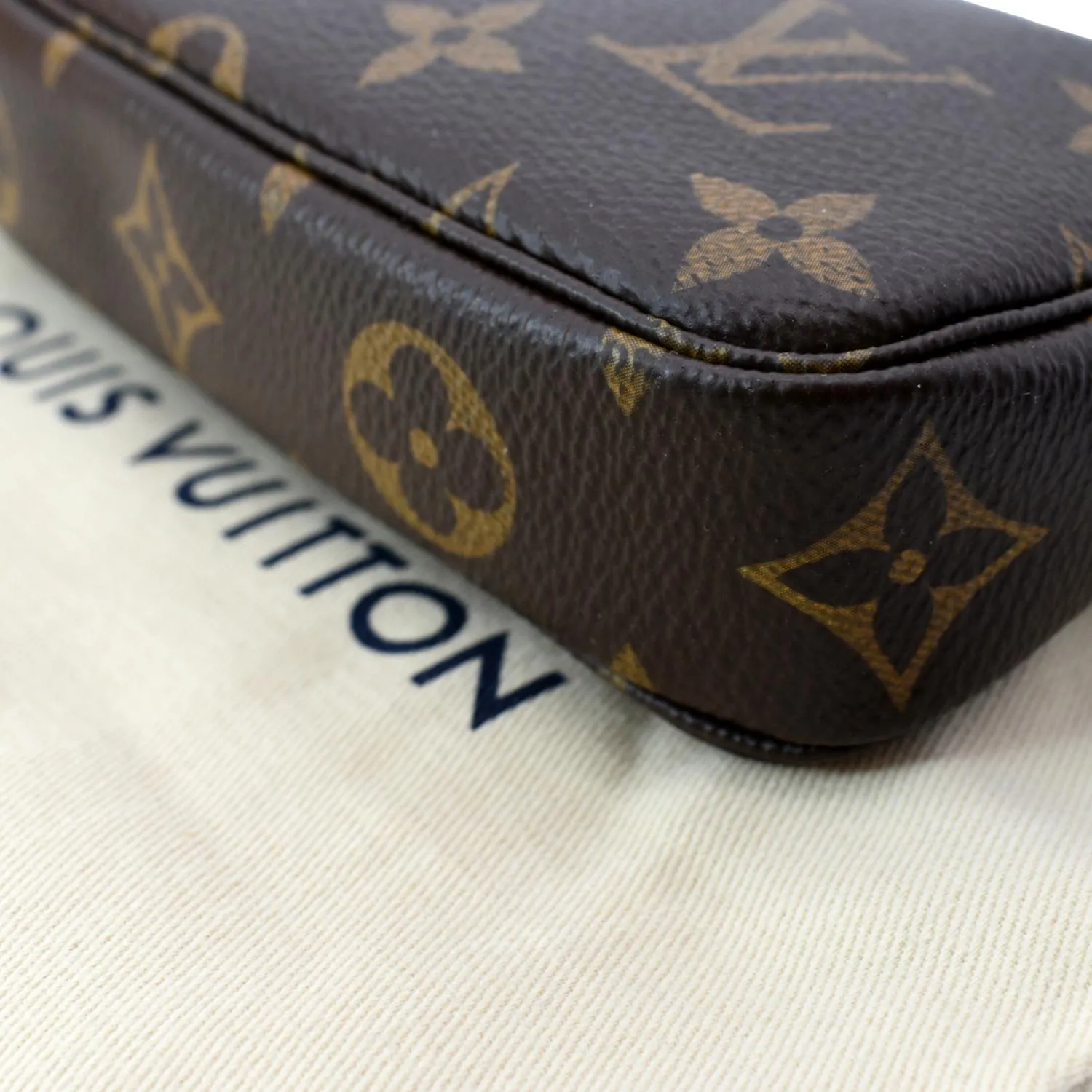 LOUIS VUITTON Mini Pochette Monogram Canvas Accessories Pouch Brown