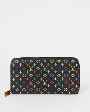 Louis Vuitton Monogram Black Multicolore Murakami Zippy Wallet
