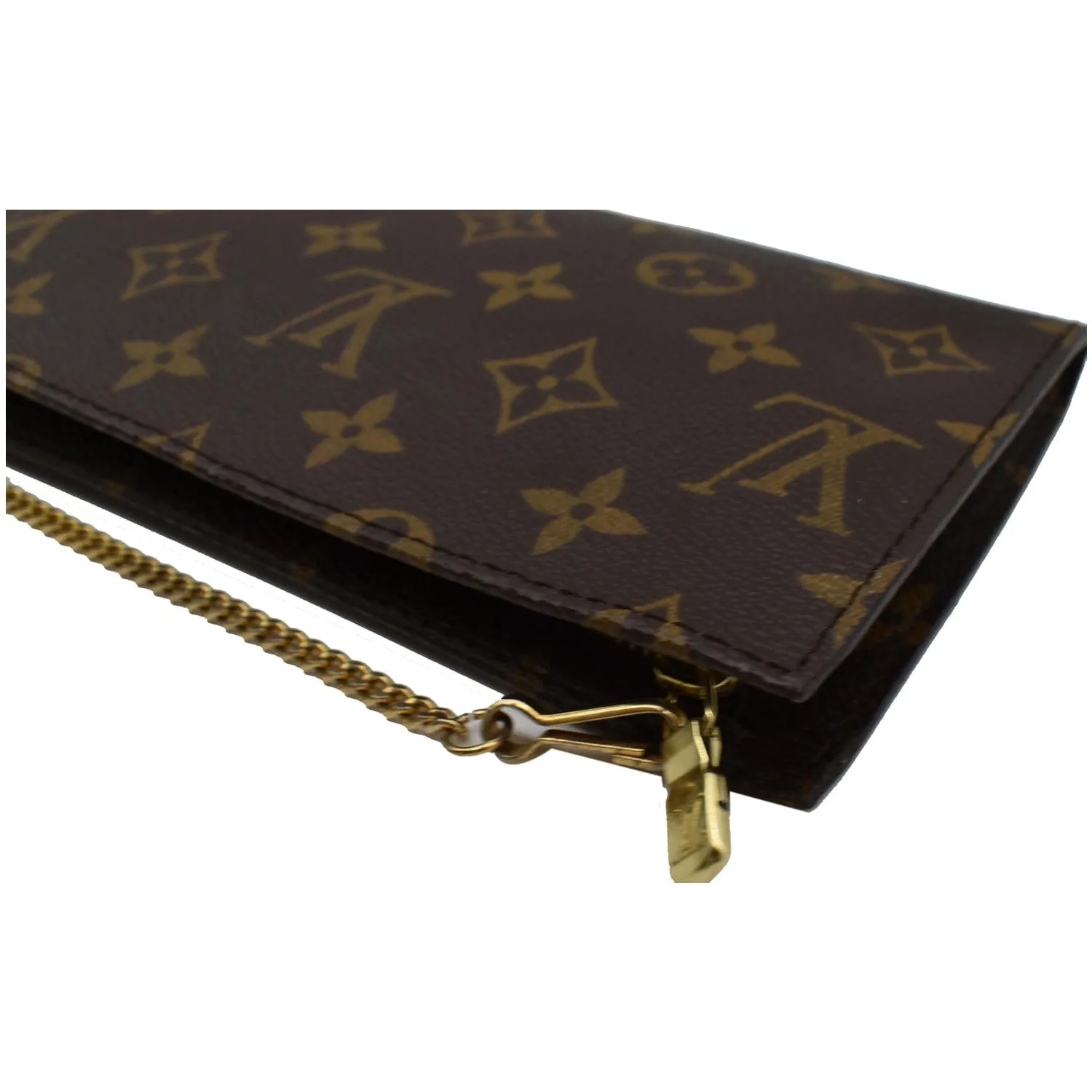 LOUIS VUITTON Monogram Canvas Chain Pochette Brown