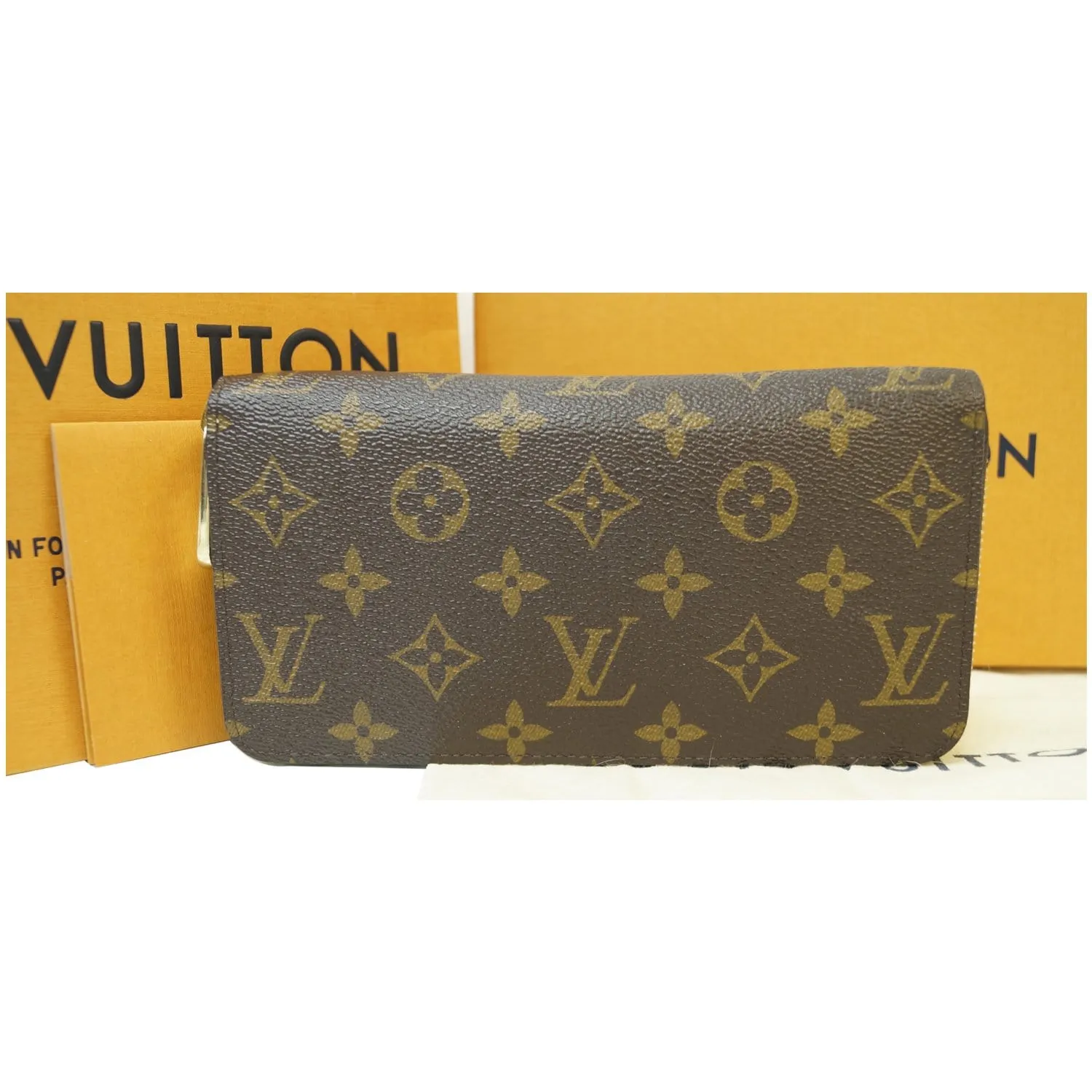 LOUIS VUITTON Monogram Canvas Zippy Long Wallet Brown