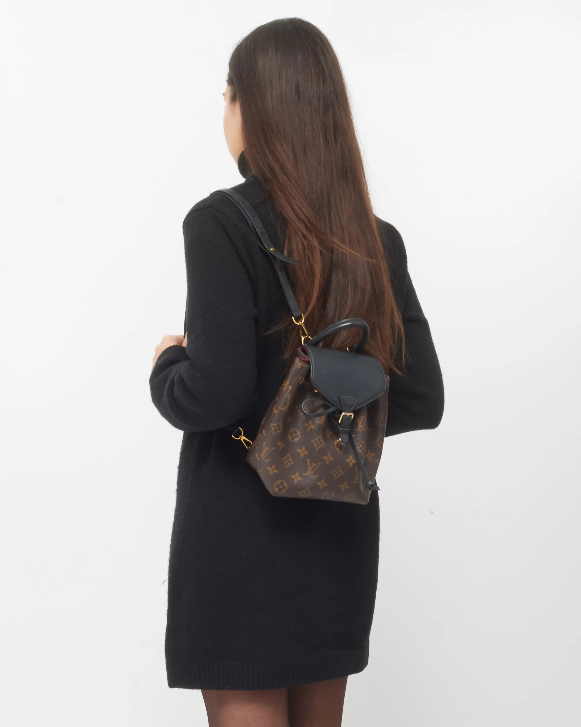Louis Vuitton Monogram Coated Canvas & Black Leather New Montsouris BB Backpack