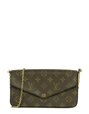 Louis Vuitton Monogram/ Fuchsia Felicie Chain Wallet Crossbody