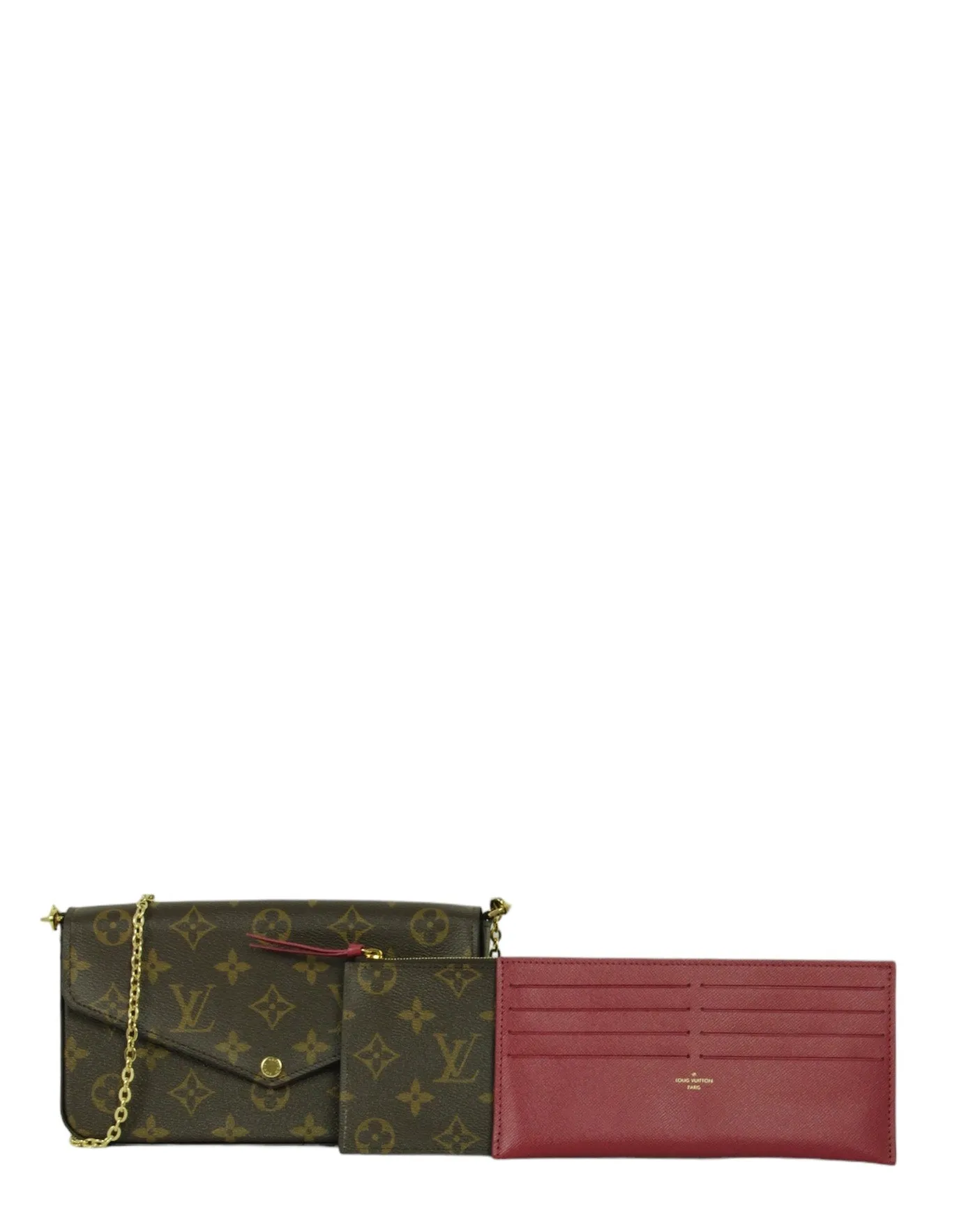 Louis Vuitton Monogram/ Fuchsia Felicie Chain Wallet Crossbody