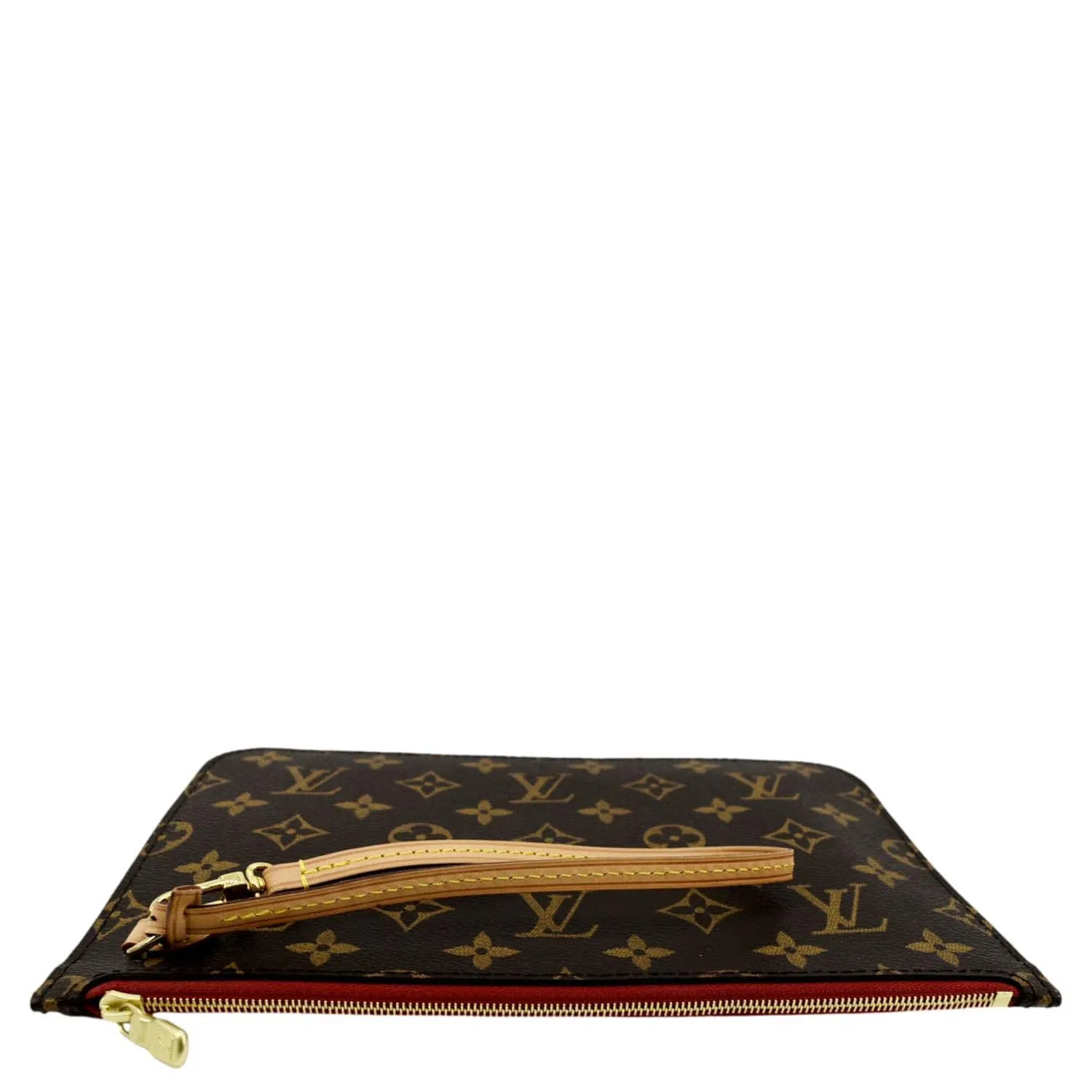 LOUIS VUITTON  Neverfull Monogram Canvas Pochette Wristlet Pouch Brown