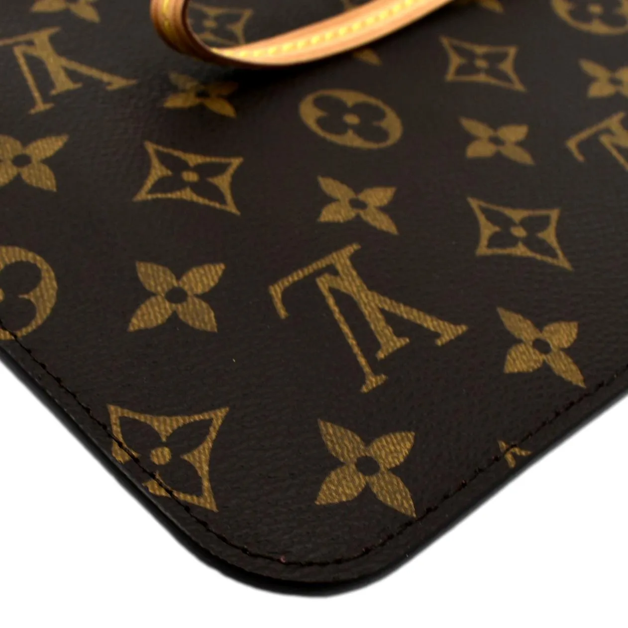 LOUIS VUITTON  Neverfull Monogram Canvas Pochette Wristlet Pouch Brown