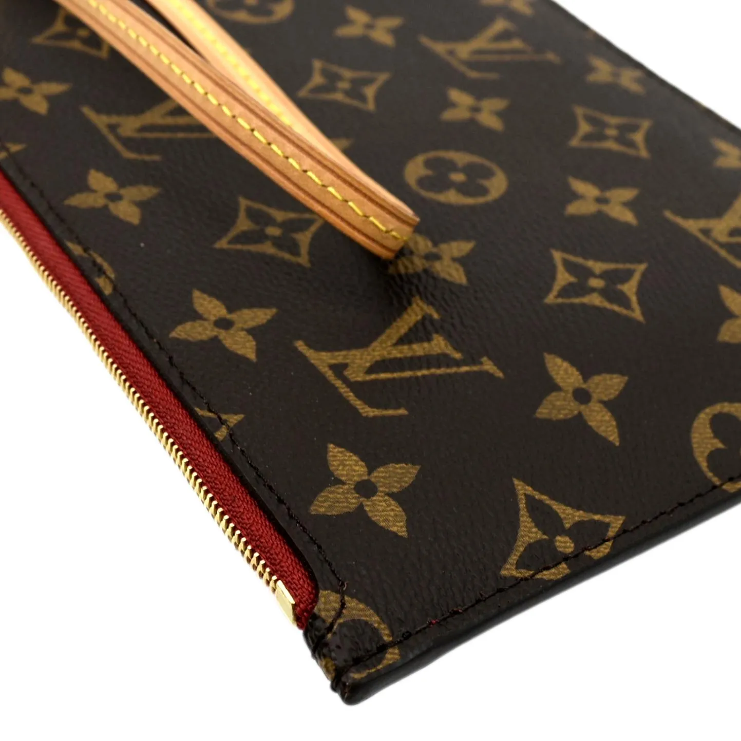 LOUIS VUITTON  Neverfull Monogram Canvas Pochette Wristlet Pouch Brown