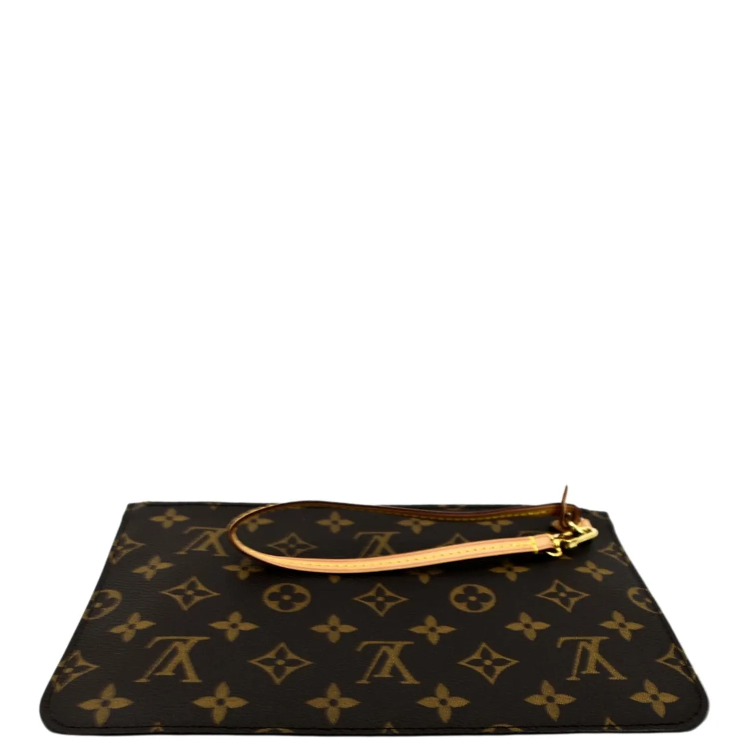 LOUIS VUITTON  Neverfull Monogram Canvas Pochette Wristlet Pouch Brown