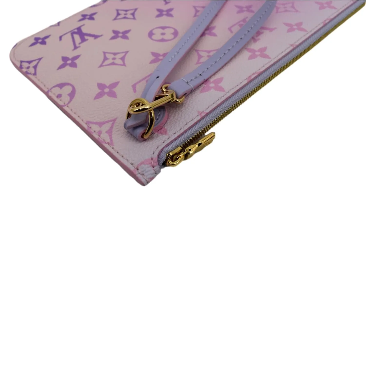 LOUIS VUITTON Neverfull Monogram Canvas Pochette Wristlet Pouch Sunrise Pastel
