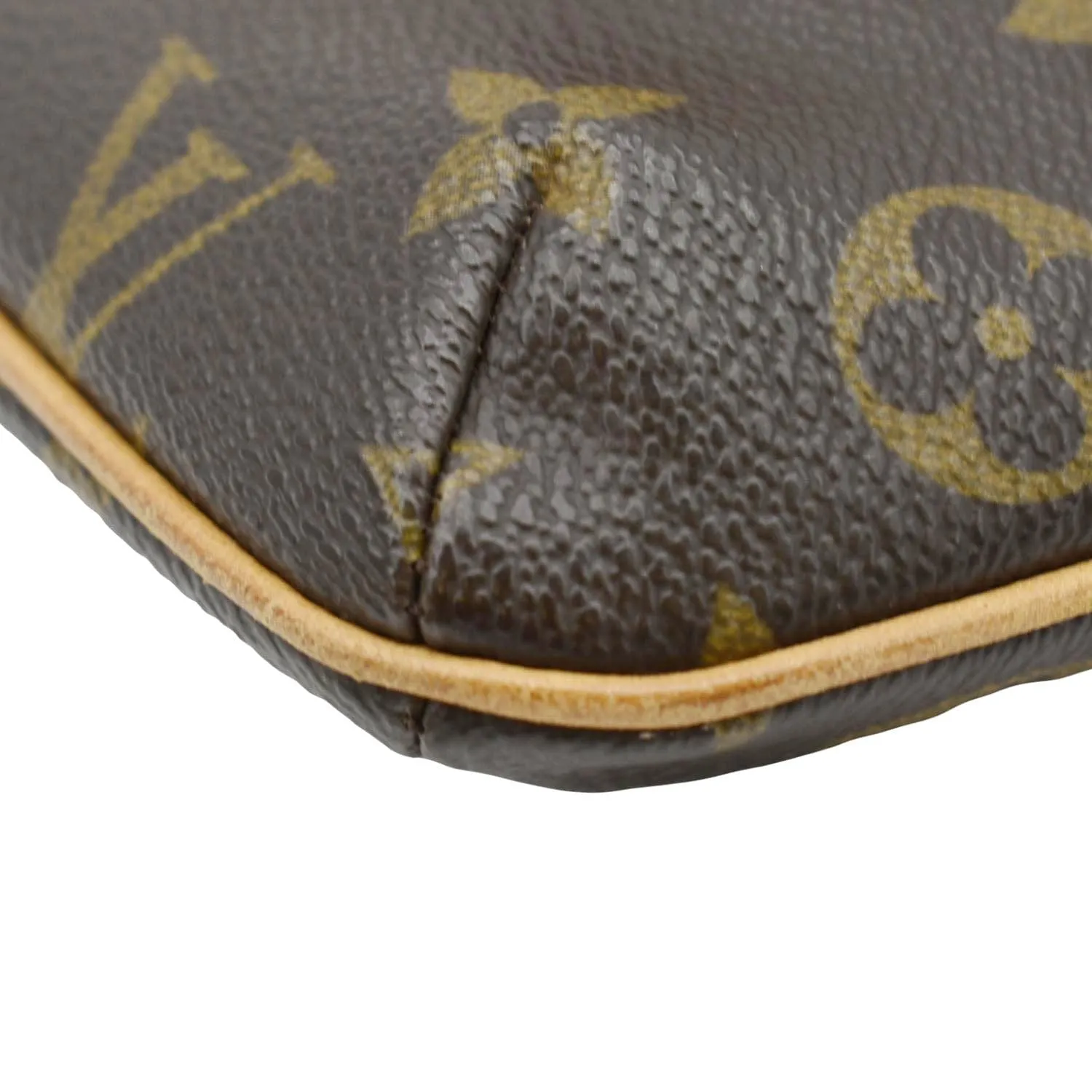 LOUIS VUITTON Partition Monogram Canvas Wristlet Clutch Bag Brown