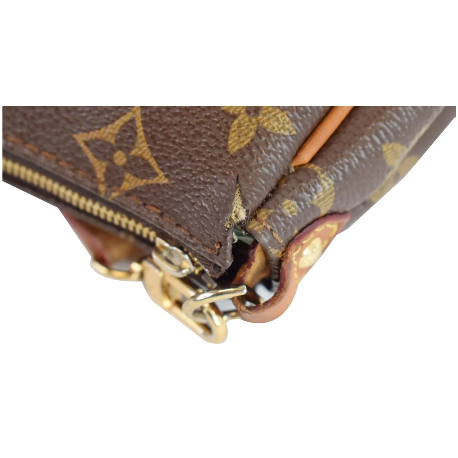 LOUIS VUITTON Pochette Eva Monogram Canvas Crossbody Bag Brown