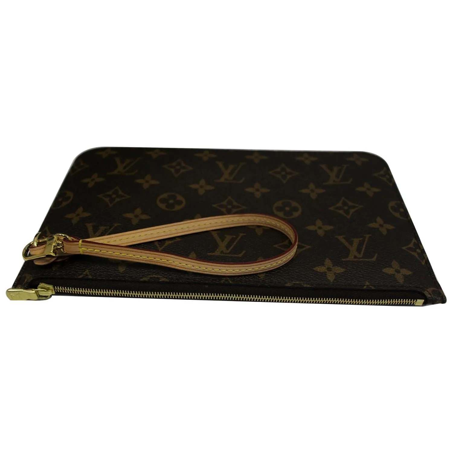 LOUIS VUITTON Pochette Wristlet Pouch Monogram Canvas Neverfull MM Brown
