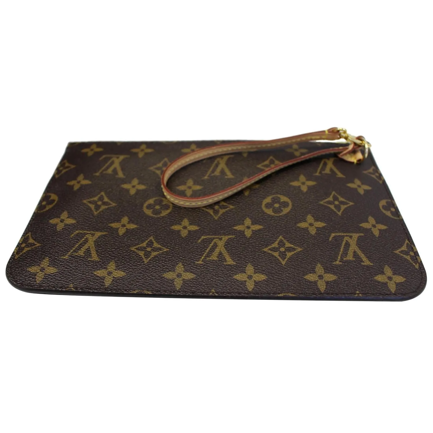 LOUIS VUITTON Pochette Wristlet Pouch Monogram Canvas Neverfull MM Brown
