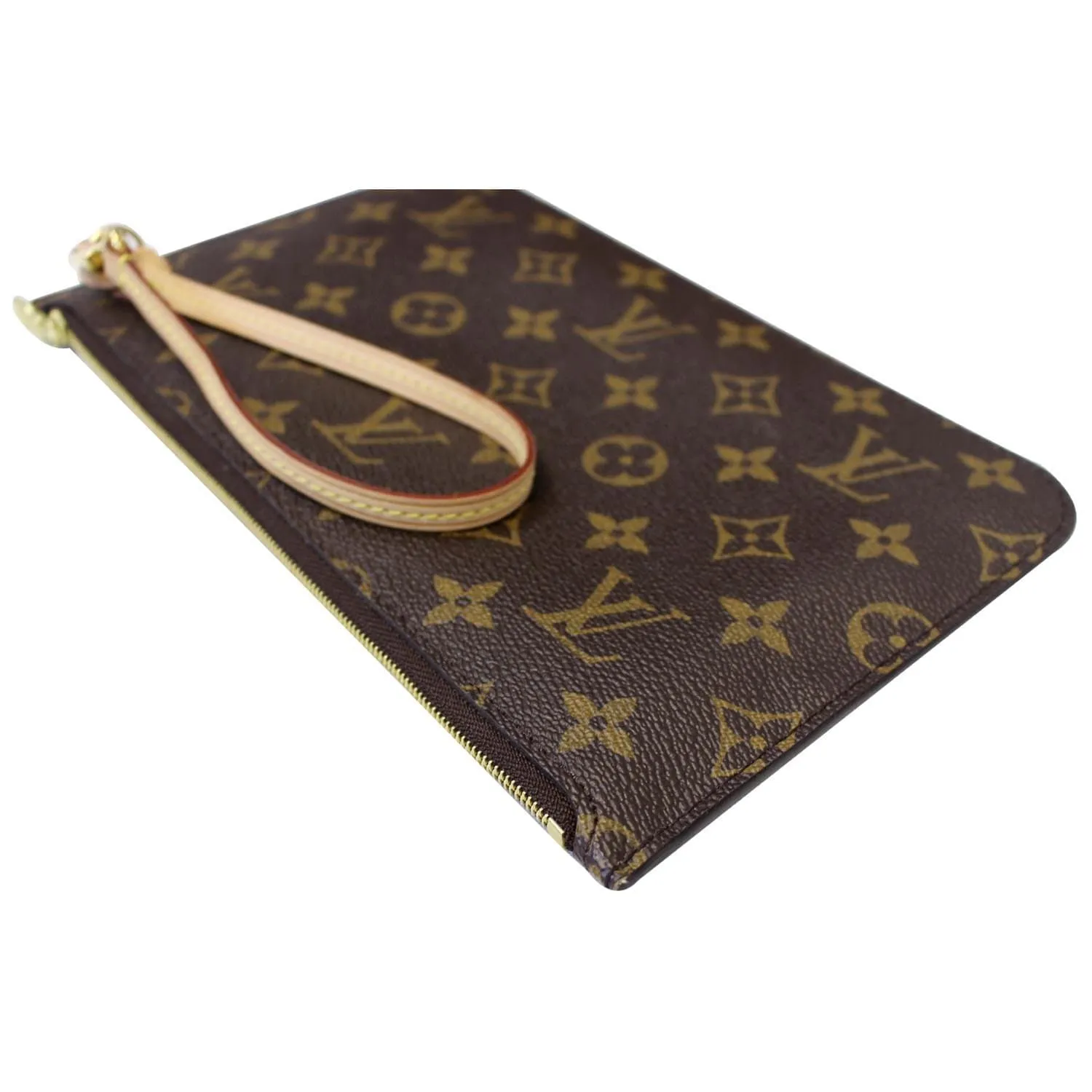 LOUIS VUITTON Pochette Wristlet Pouch Monogram Canvas Neverfull MM Brown