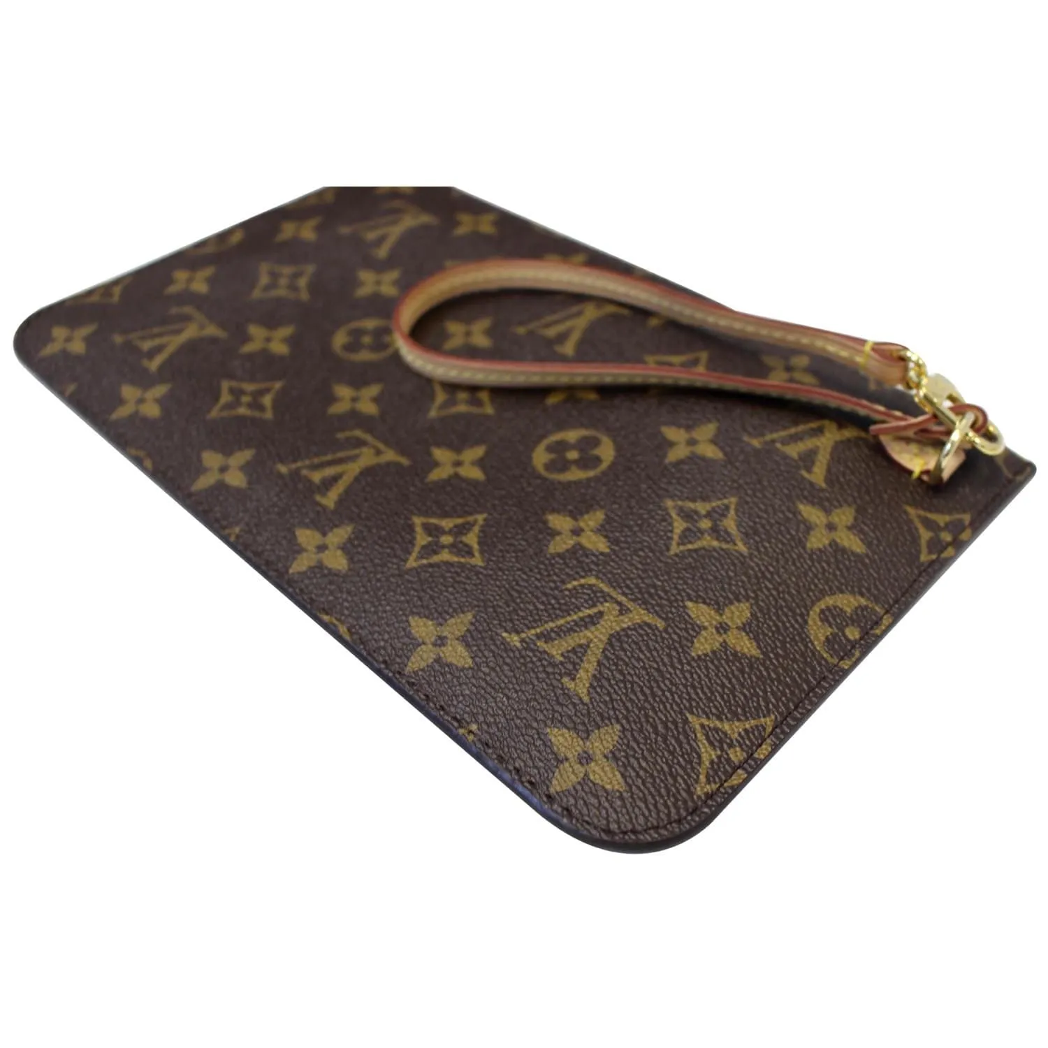 LOUIS VUITTON Pochette Wristlet Pouch Monogram Canvas Neverfull MM Brown