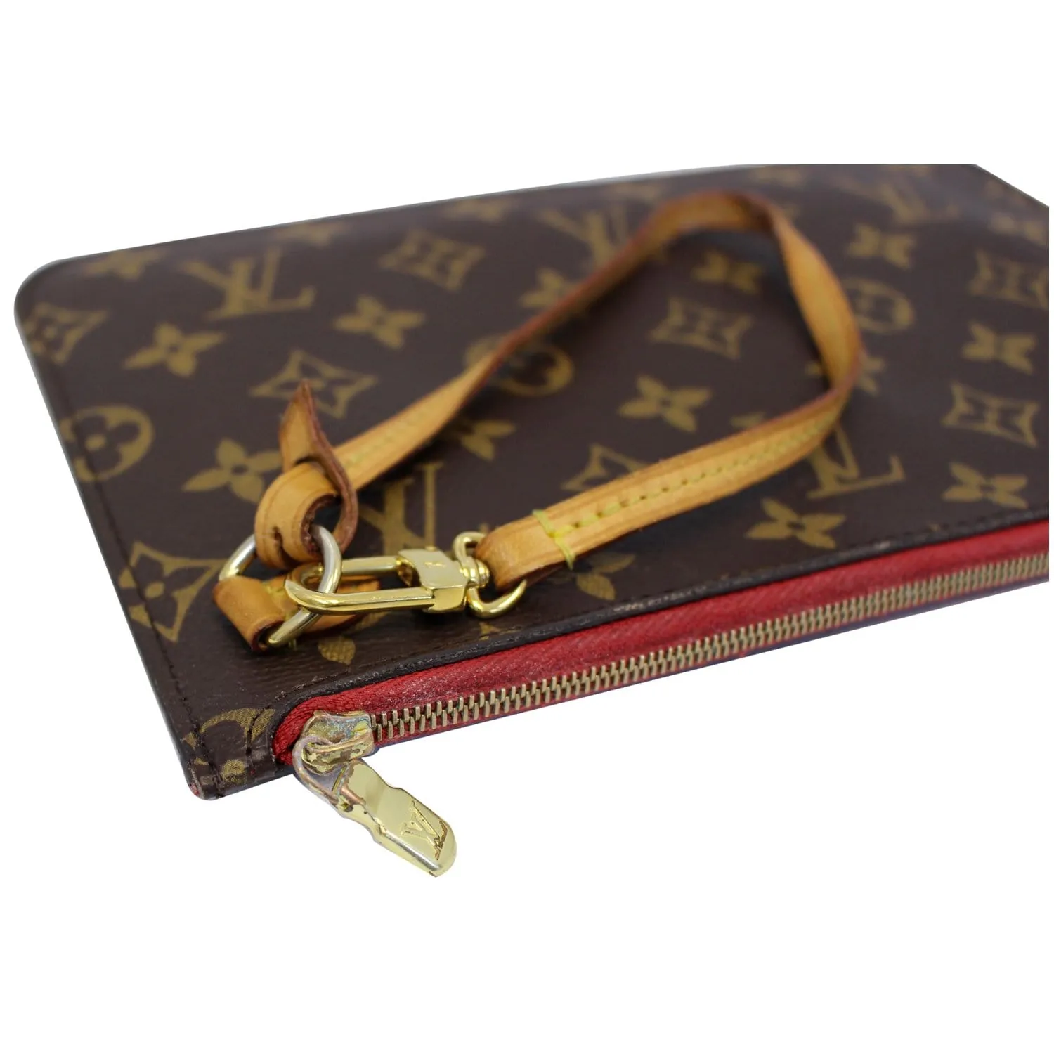 LOUIS VUITTON Pochette Wristlet Pouch Monogram Canvas Neverfull MM/GM Brown
