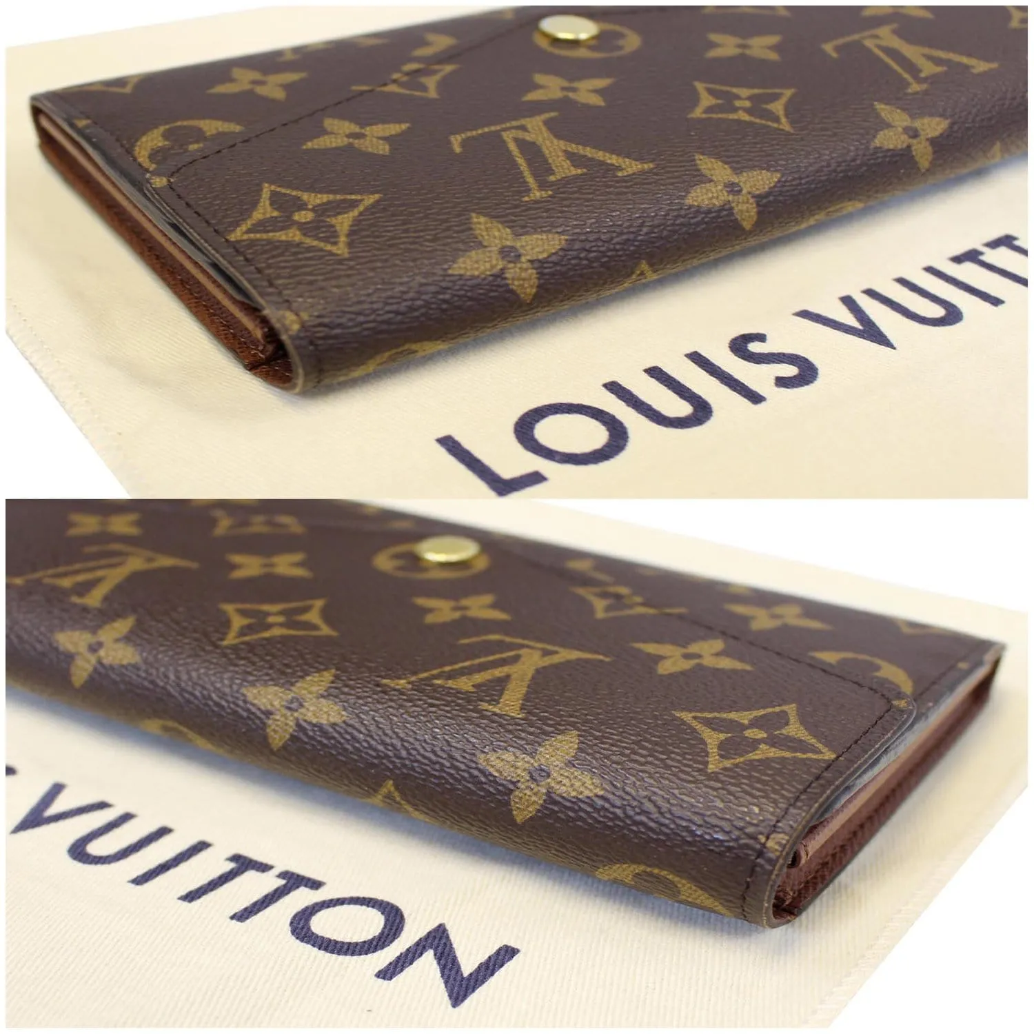 LOUIS VUITTON Sarah Monogram Canvas Wallet Brown