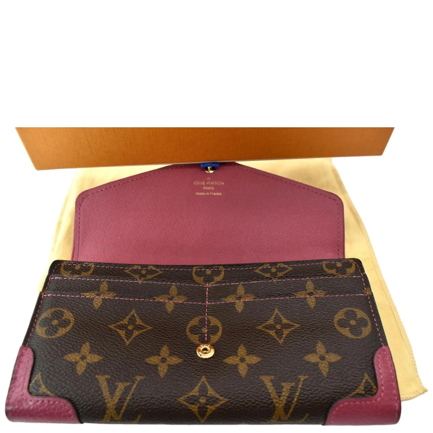 LOUIS VUITTON Sarah Retiro Monogram Canvas Wallet Brown/Cerise