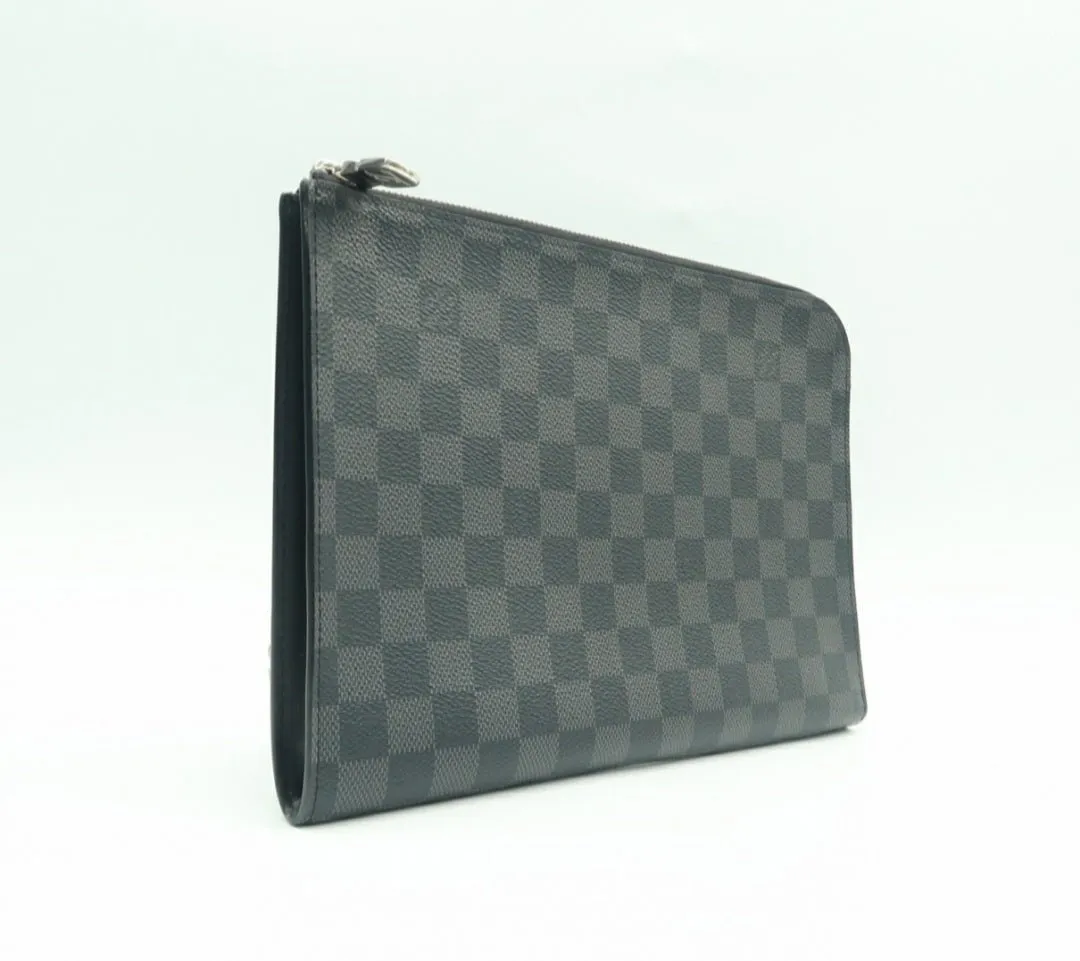 Louis Vuitton Voyage Black Leather Clutch Bag