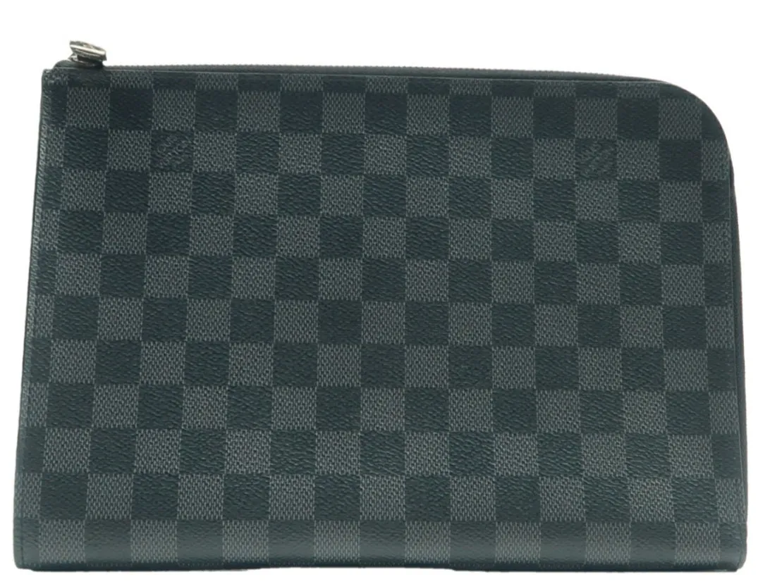 Louis Vuitton Voyage Black Leather Clutch Bag