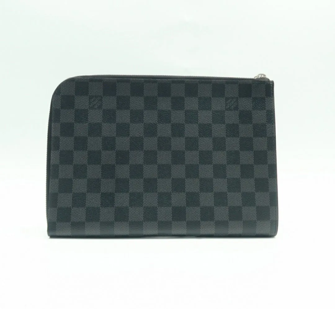 Louis Vuitton Voyage Black Leather Clutch Bag