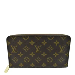 LOUIS VUITTON Zip Around Monogram Canvas Wallet Brown