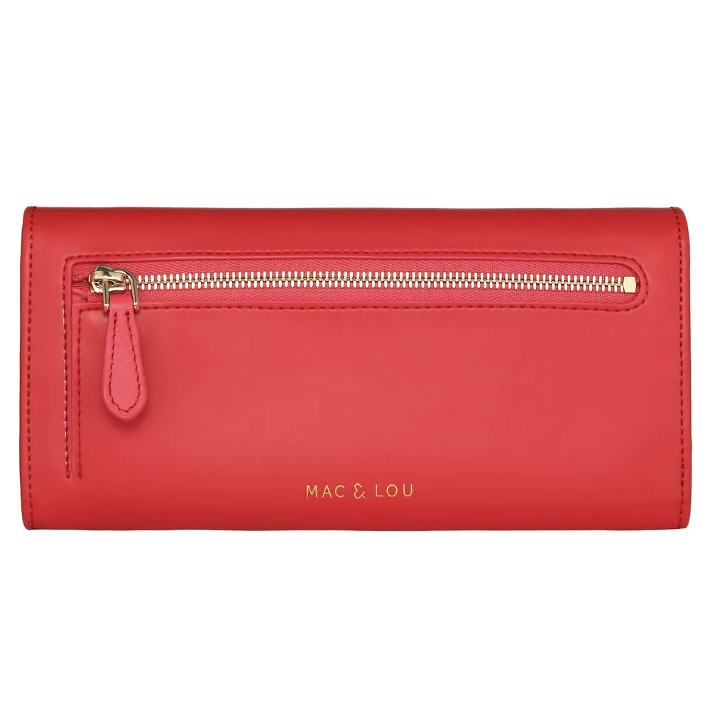 MAC&LOU Bifold Wallet Vegan Smooth Leather Red