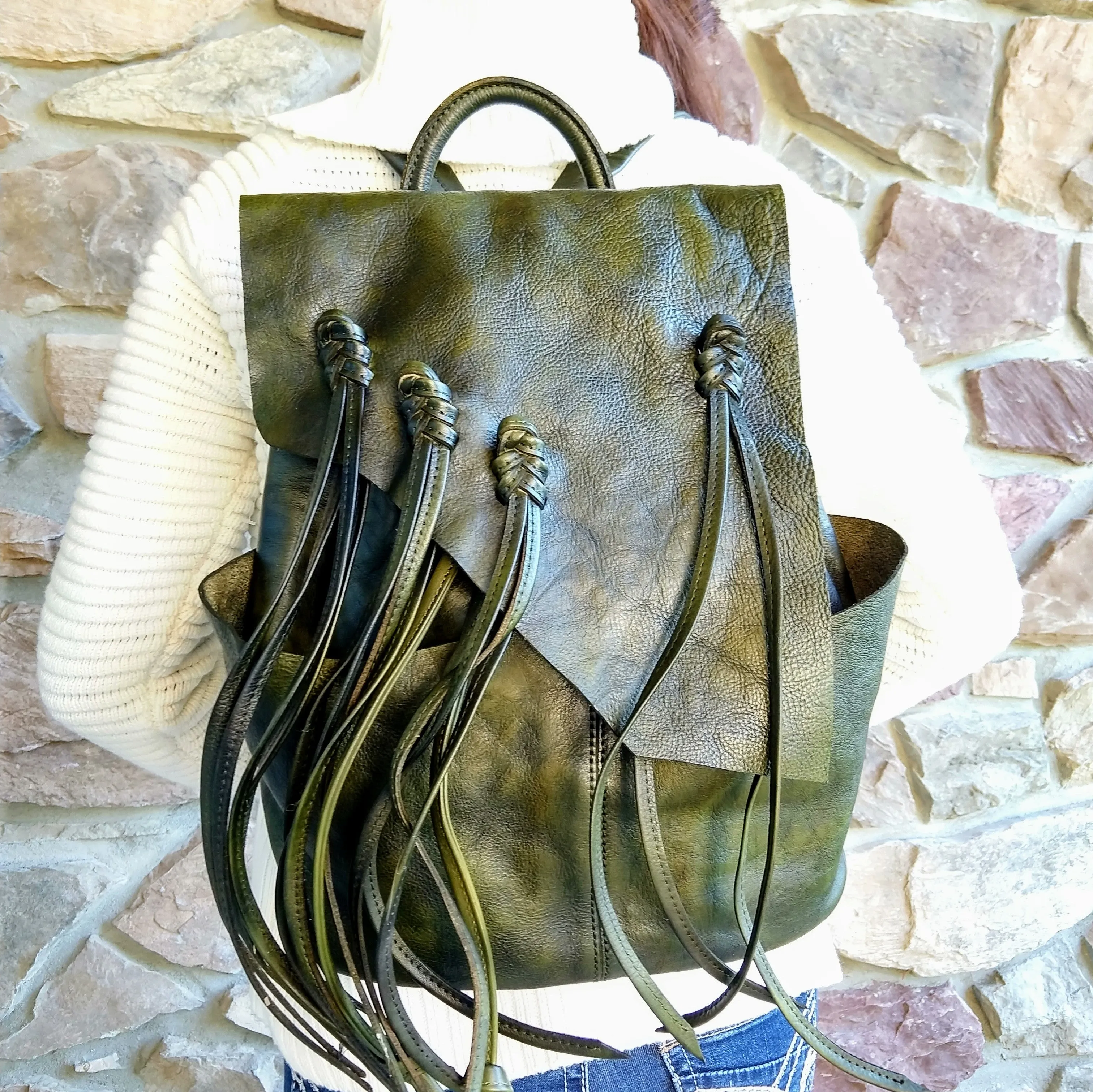 Marianna Green Genuine Leather Backpack