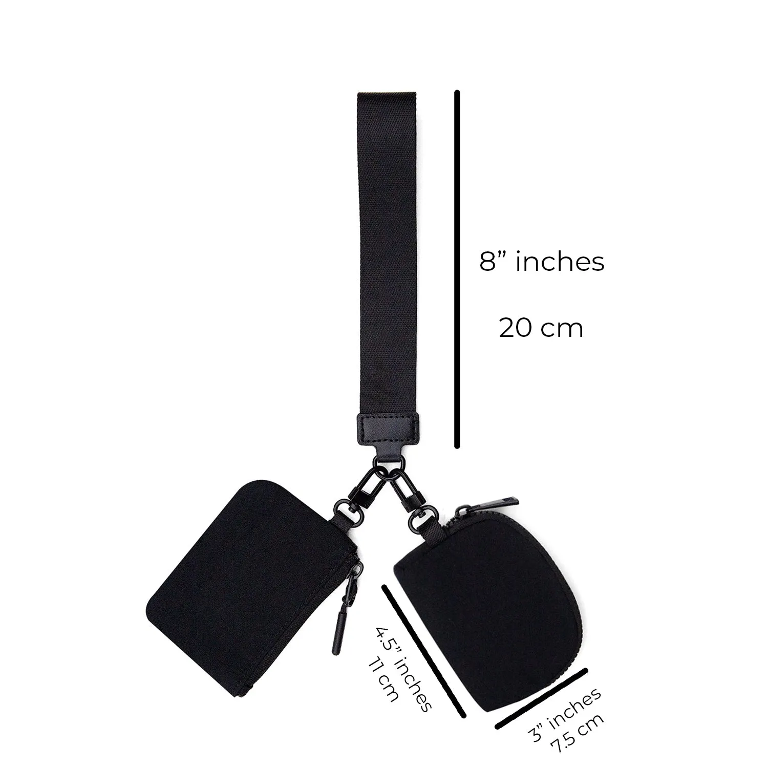 Marisa Alternative Nylon Dual Pouch Wristlet Strap Wallet - Black & Light Grey
