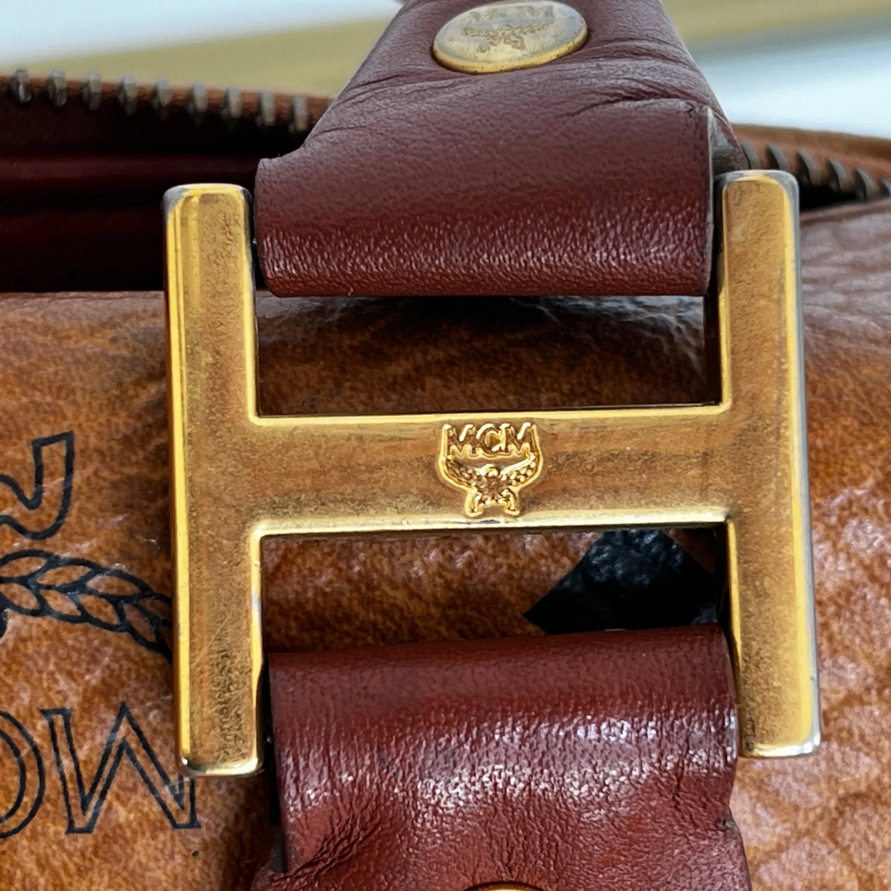MCM Cognac Visetos Coated Canvas Mini Handbag