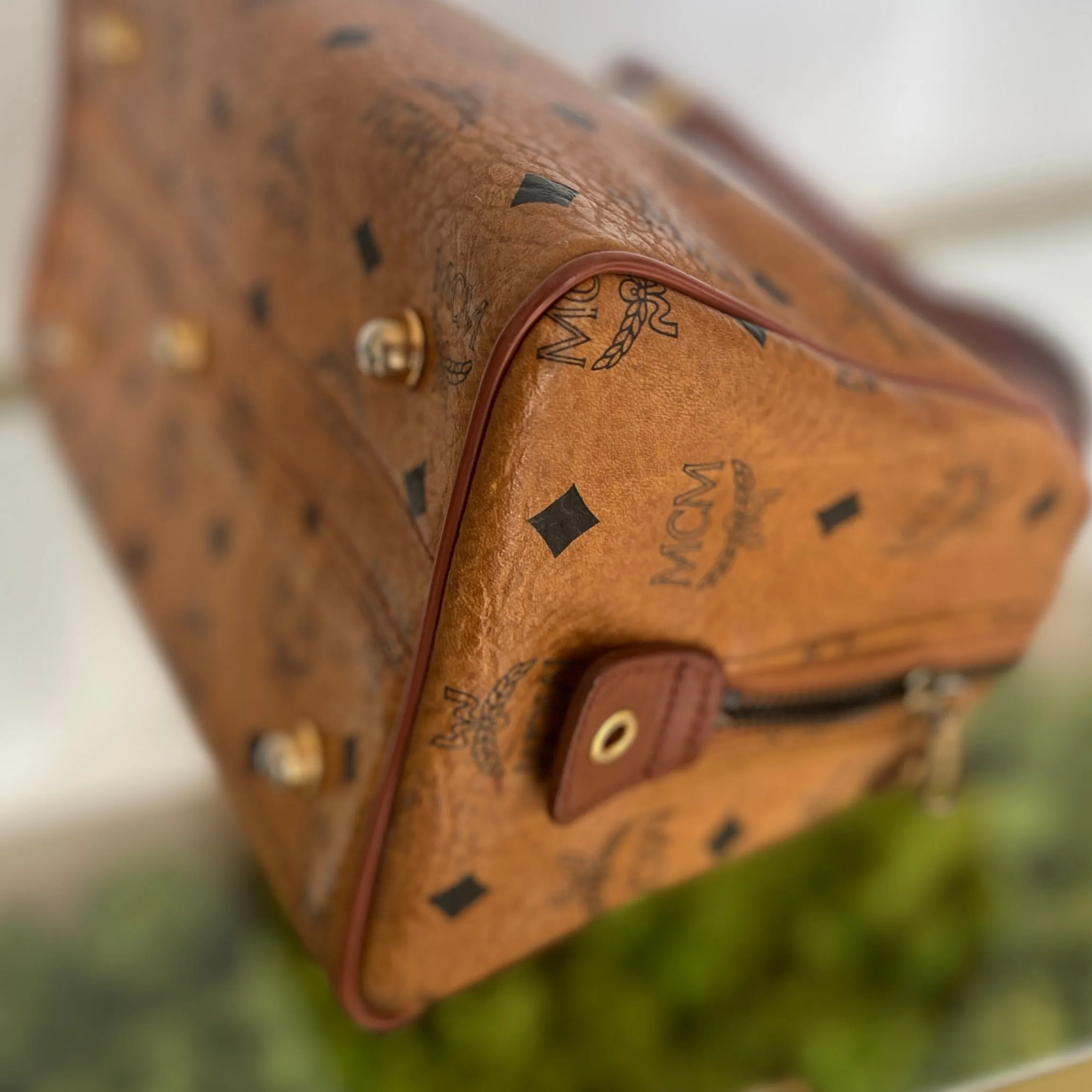 MCM Cognac Visetos Coated Canvas Mini Handbag