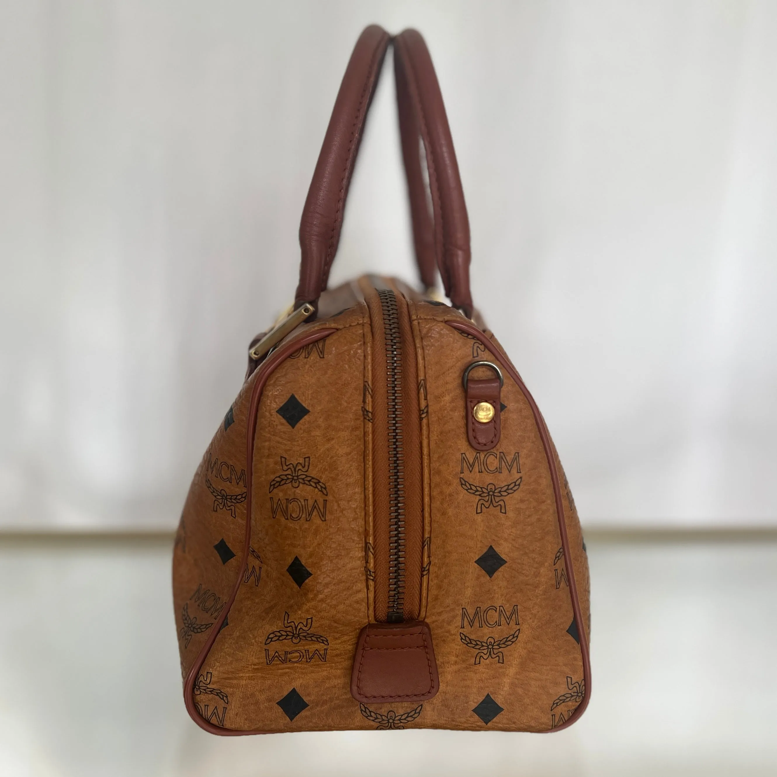 MCM Cognac Visetos Coated Canvas Mini Handbag