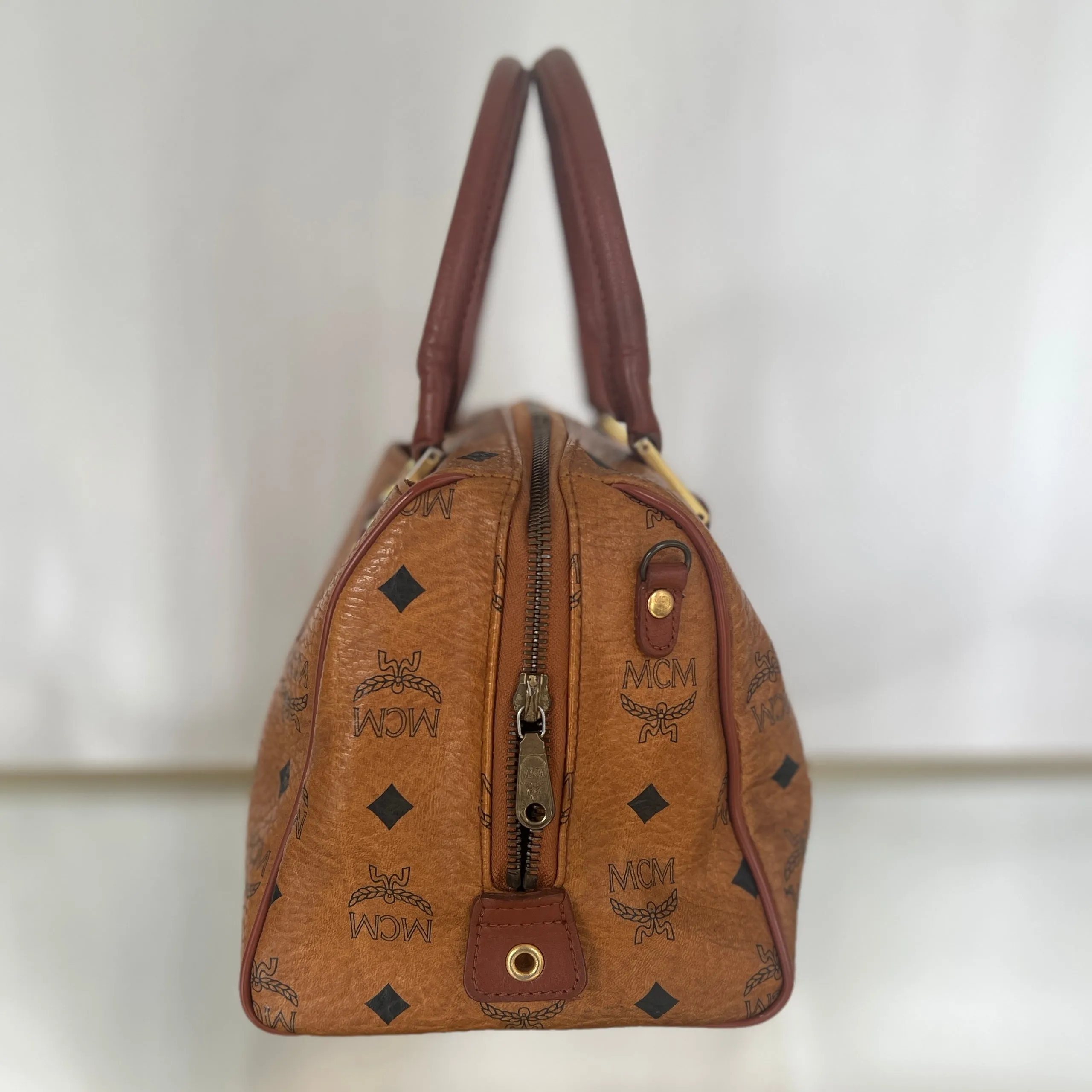 MCM Cognac Visetos Coated Canvas Mini Handbag