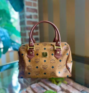 MCM Cognac Visetos Coated Canvas Mini Handbag