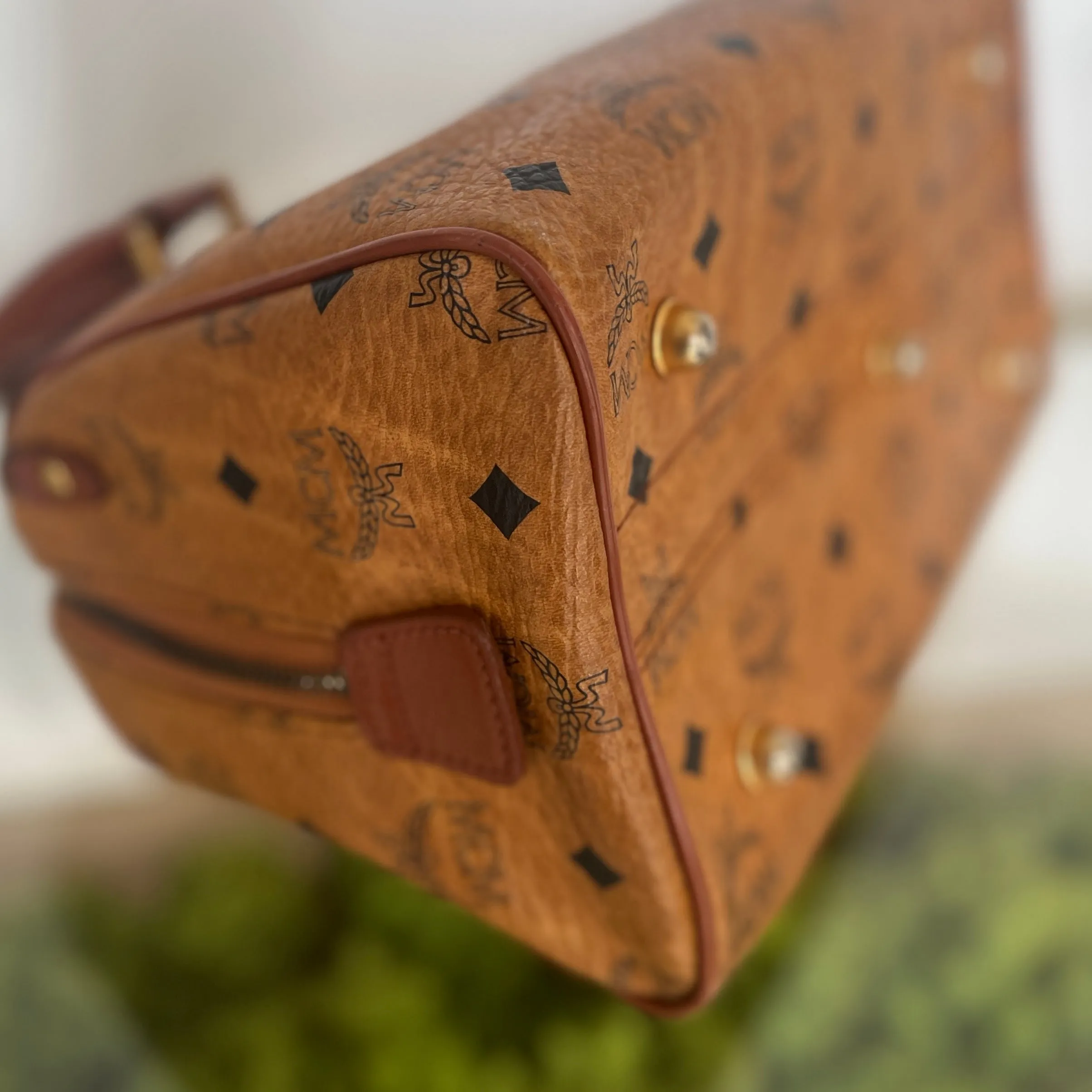 MCM Cognac Visetos Coated Canvas Mini Handbag