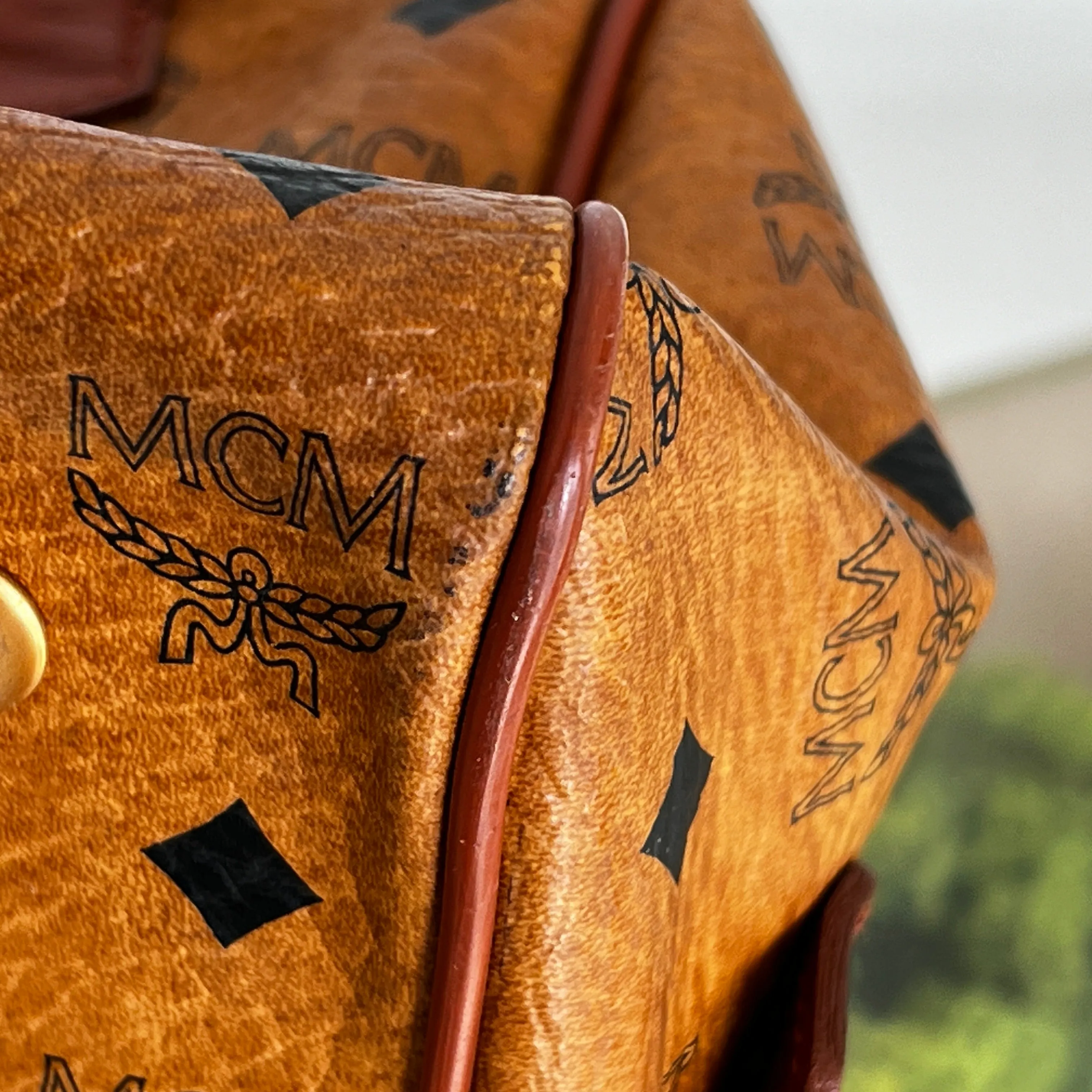 MCM Cognac Visetos Coated Canvas Mini Handbag