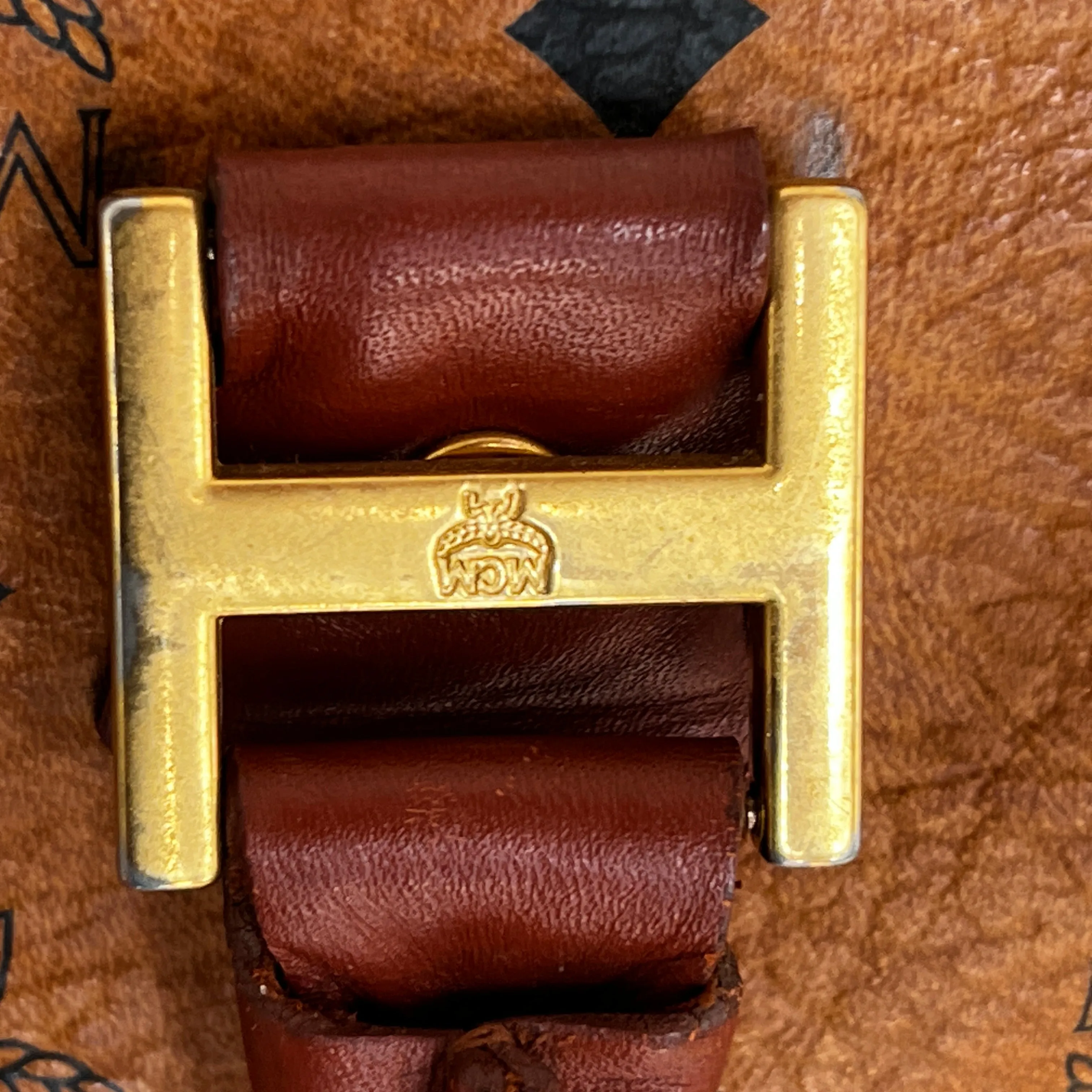 MCM Cognac Visetos Coated Canvas Mini Handbag