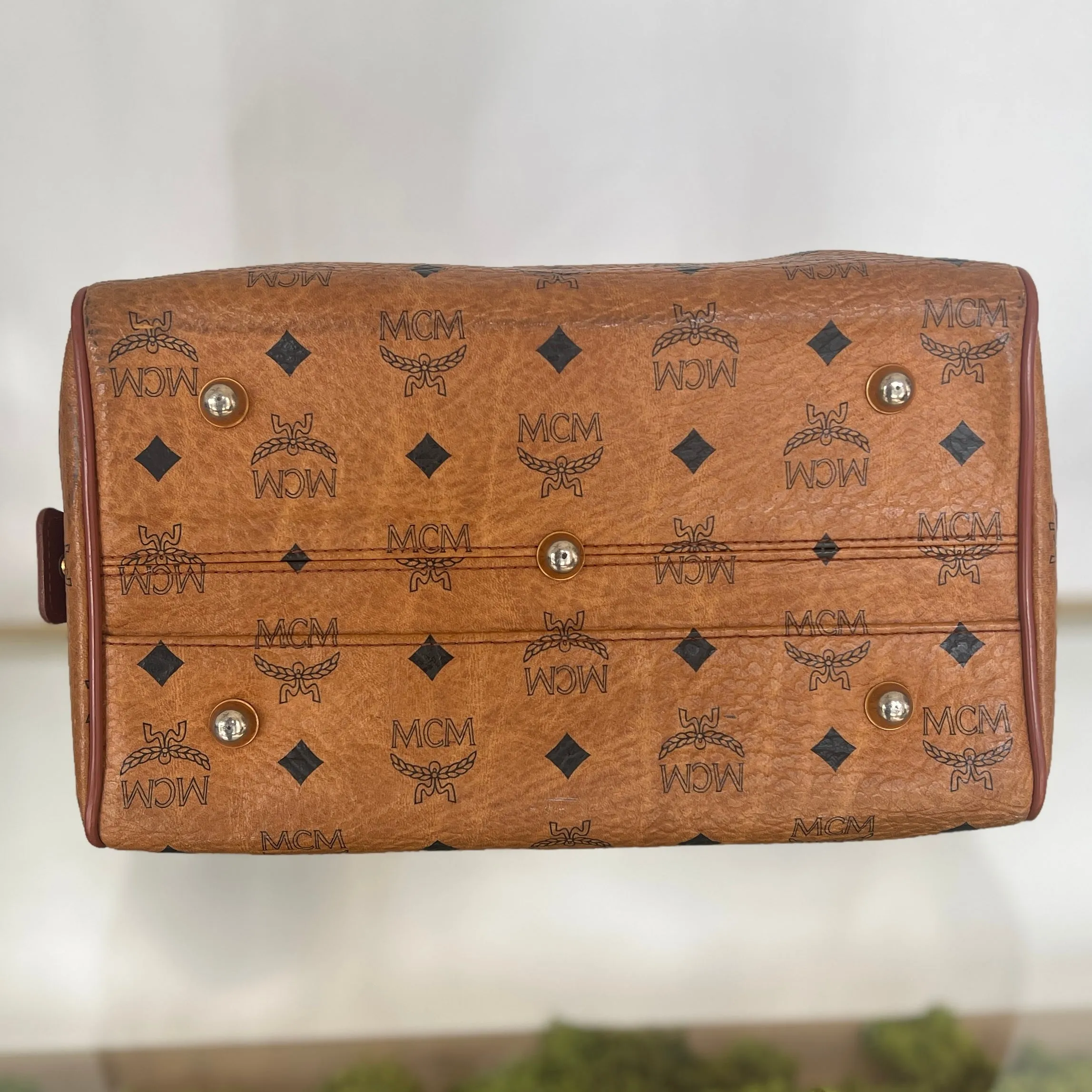 MCM Cognac Visetos Coated Canvas Mini Handbag