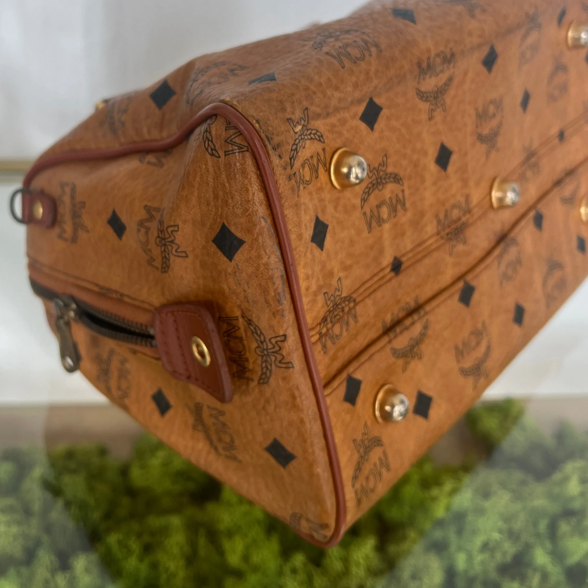 MCM Cognac Visetos Coated Canvas Mini Handbag
