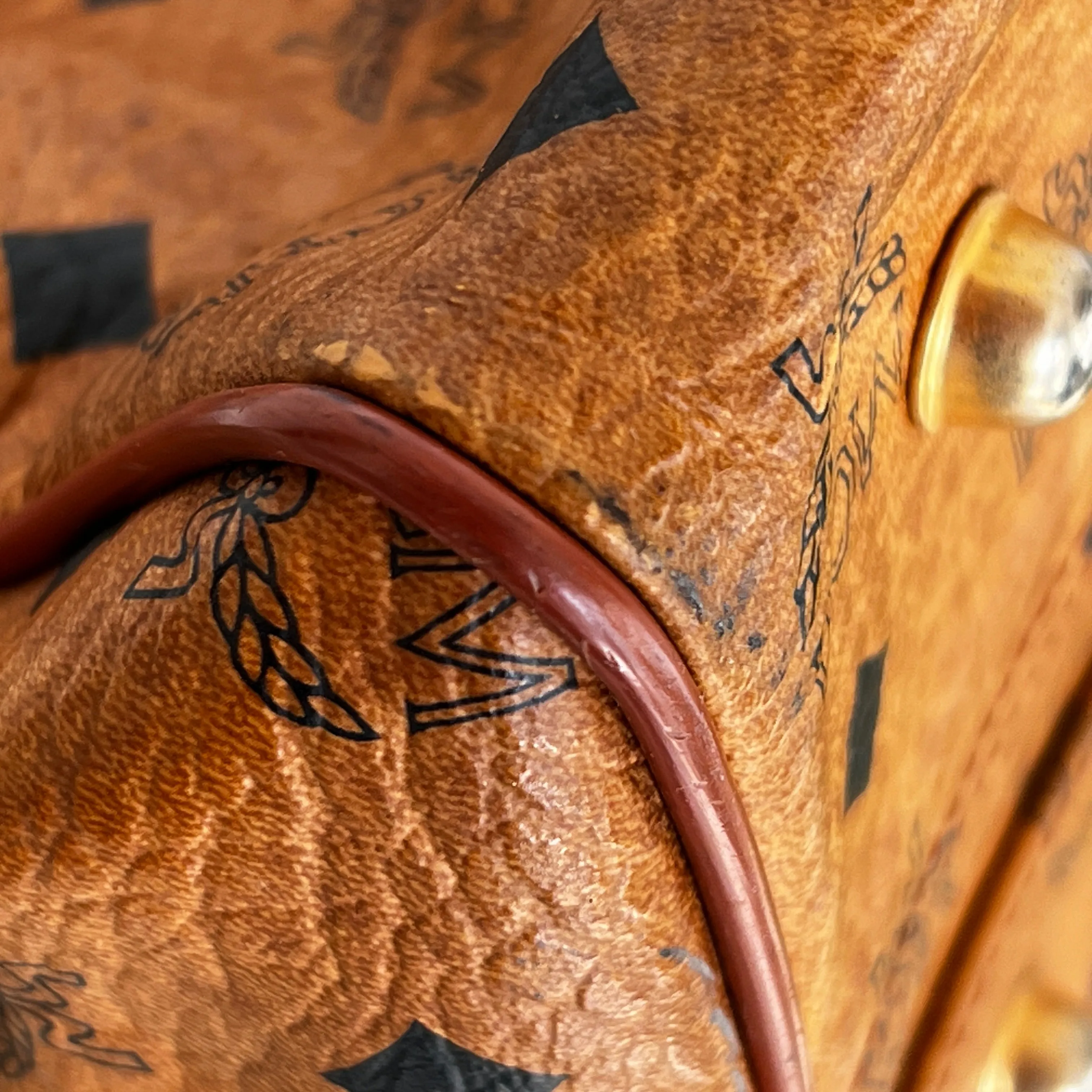 MCM Cognac Visetos Coated Canvas Mini Handbag